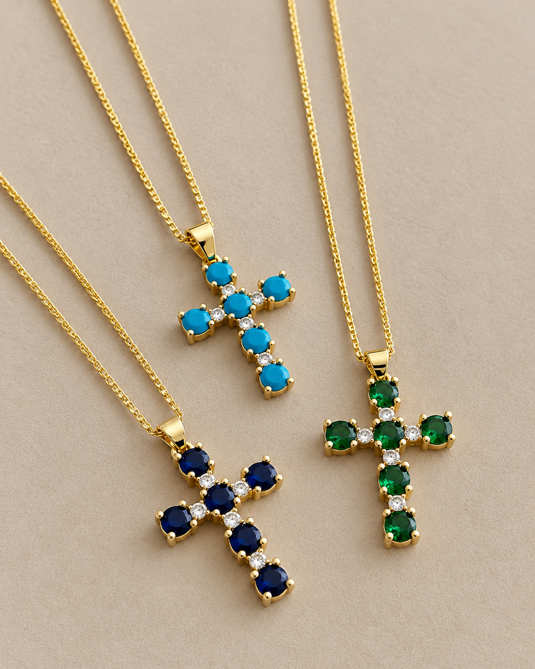 Colorful Crystal Cross Necklace