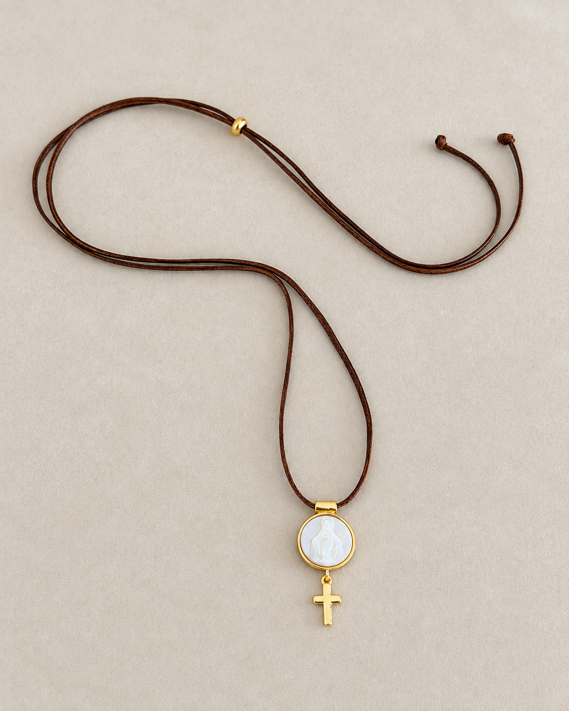 Miraculous Medal & Cross Cord Necklace