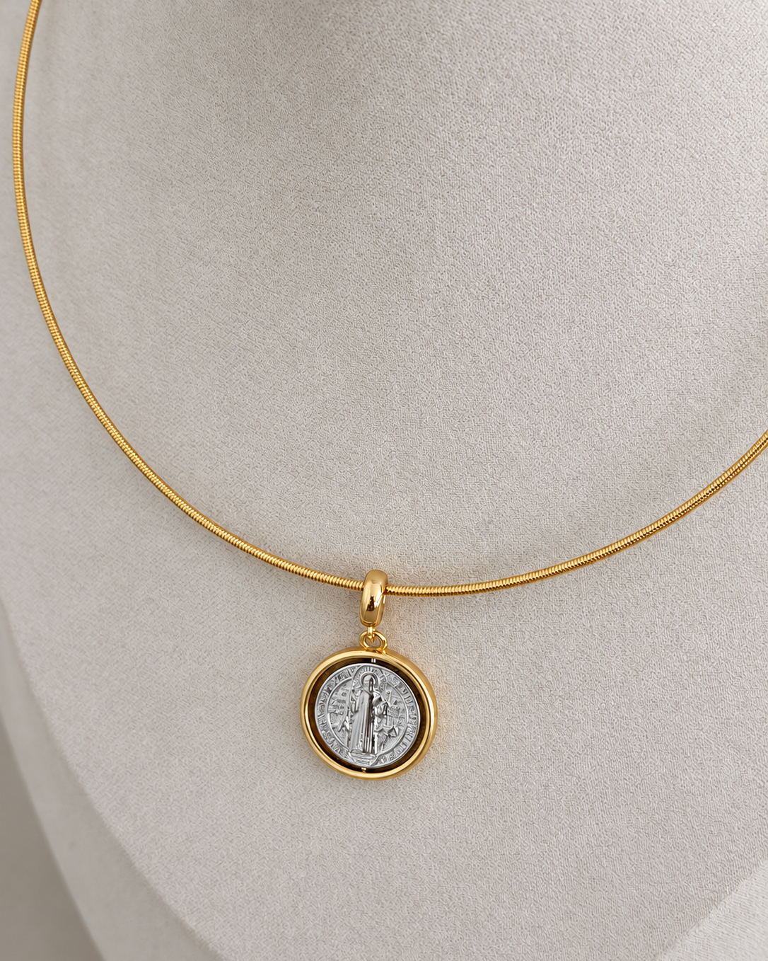 San Benito Medal Snake Chain Necklace