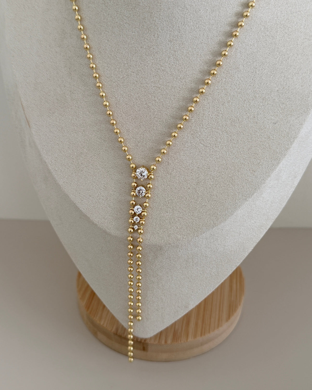Crystal Cascade Lariat Necklace