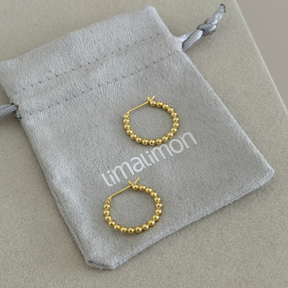 Beaded Gold Hoop Earrings