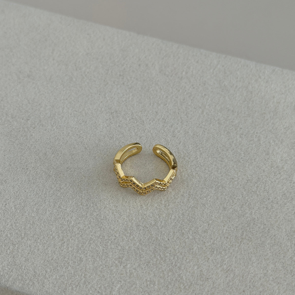 Double Chevron Crystal Ring