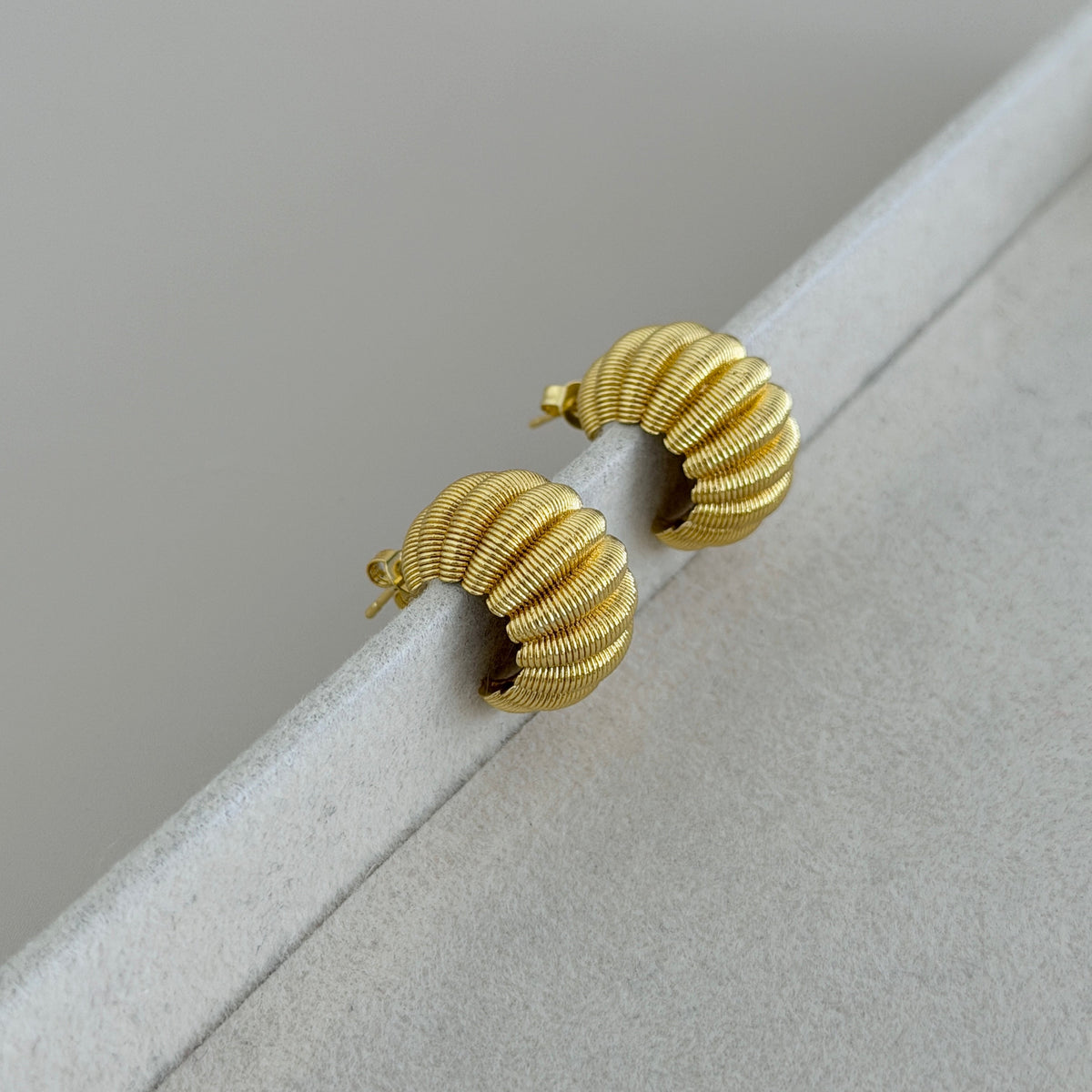 Ribbed Croissant Hoop Earrings