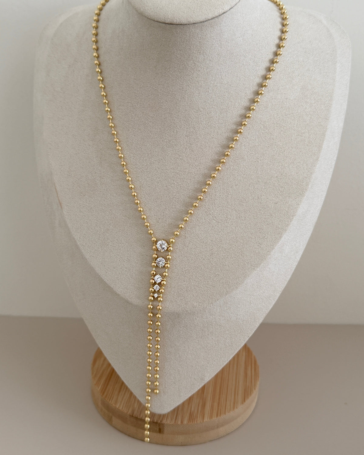 Crystal Cascade Lariat Necklace