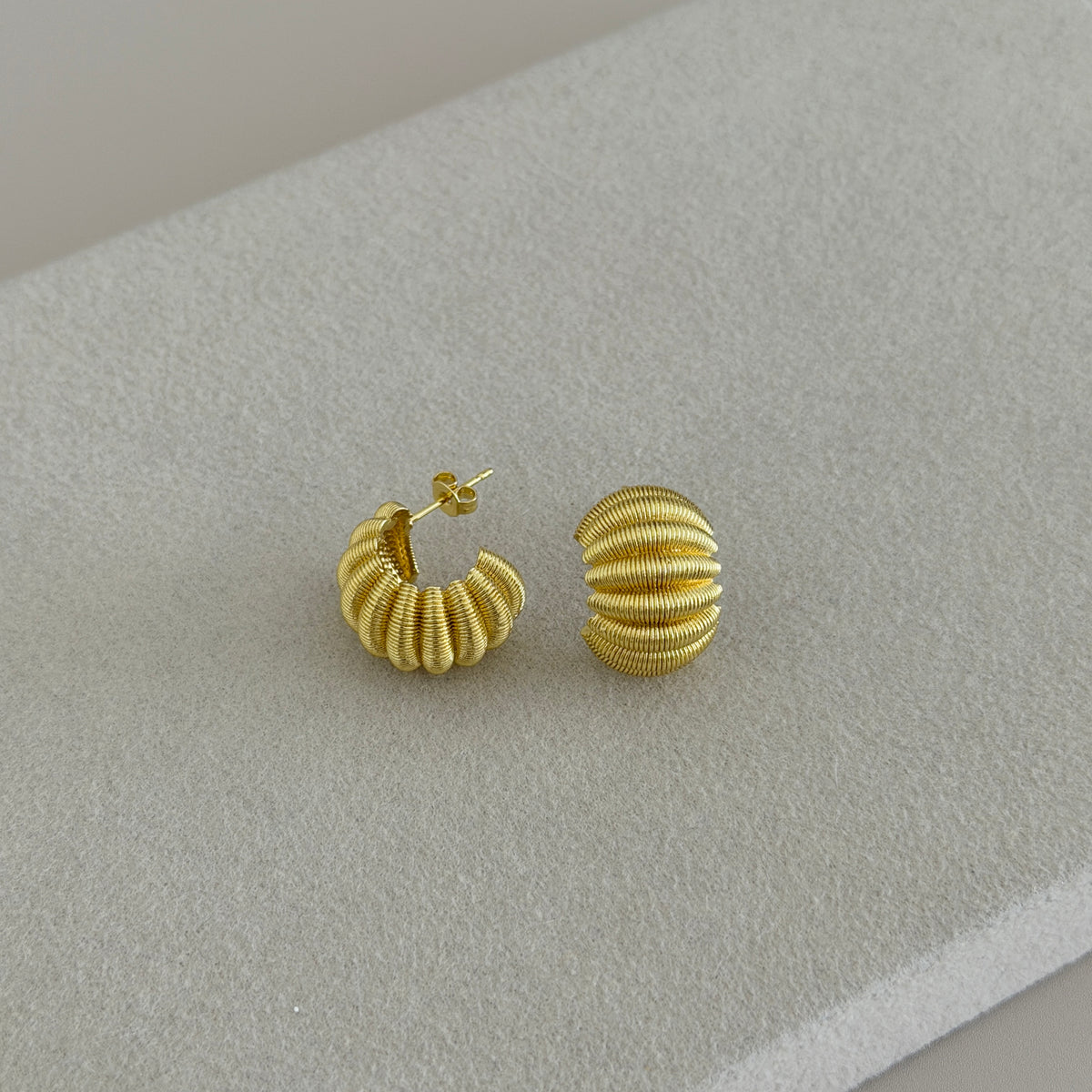 Ribbed Croissant Hoop Earrings