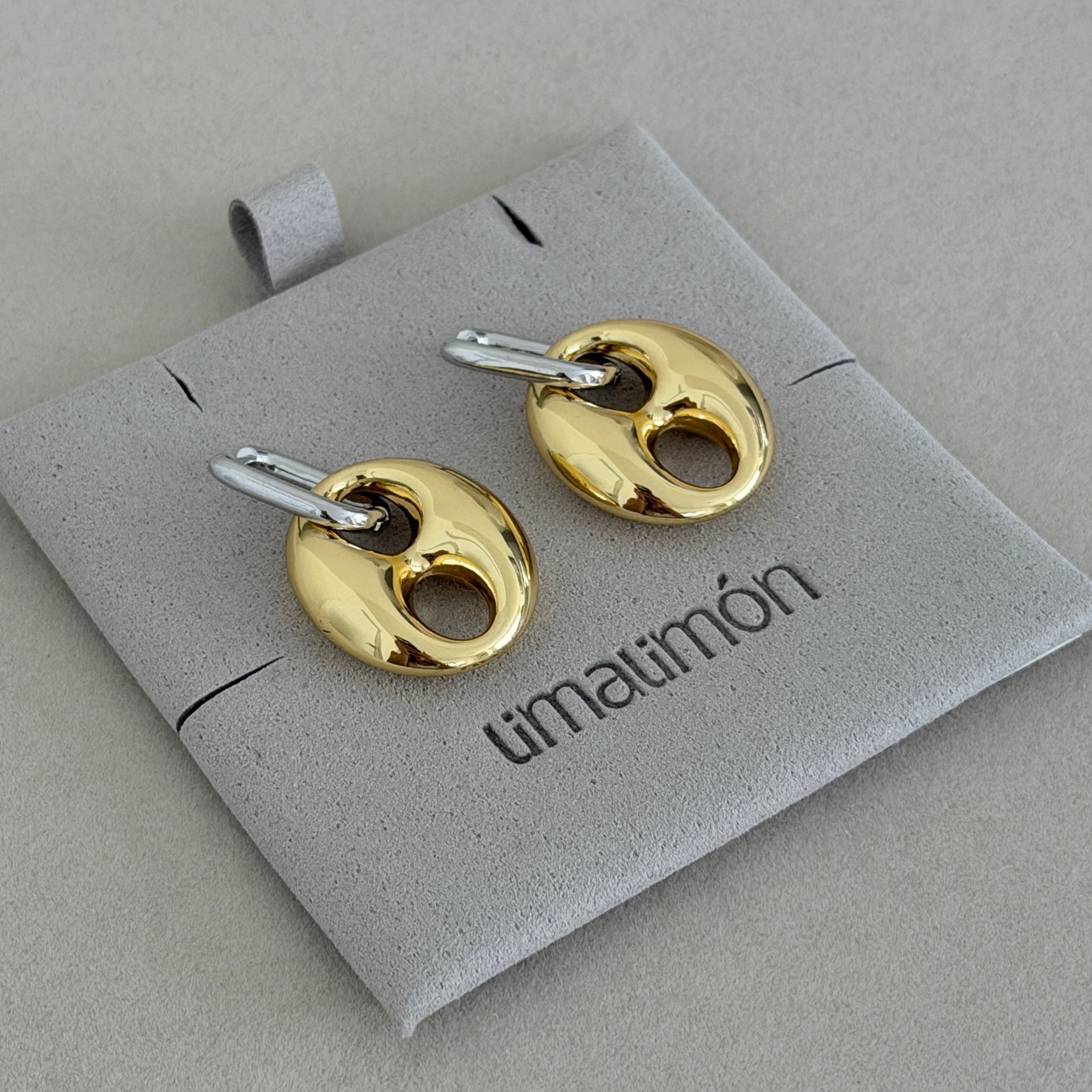 Dual Tone Link Drop Earrings