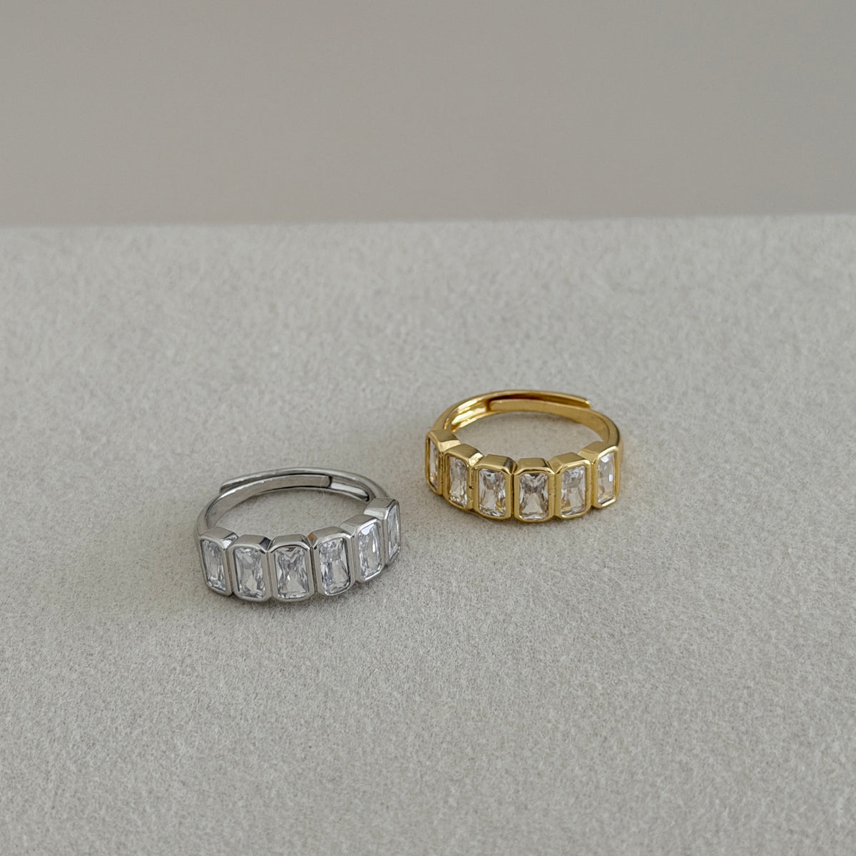 Emerald Cut Crystal Ring