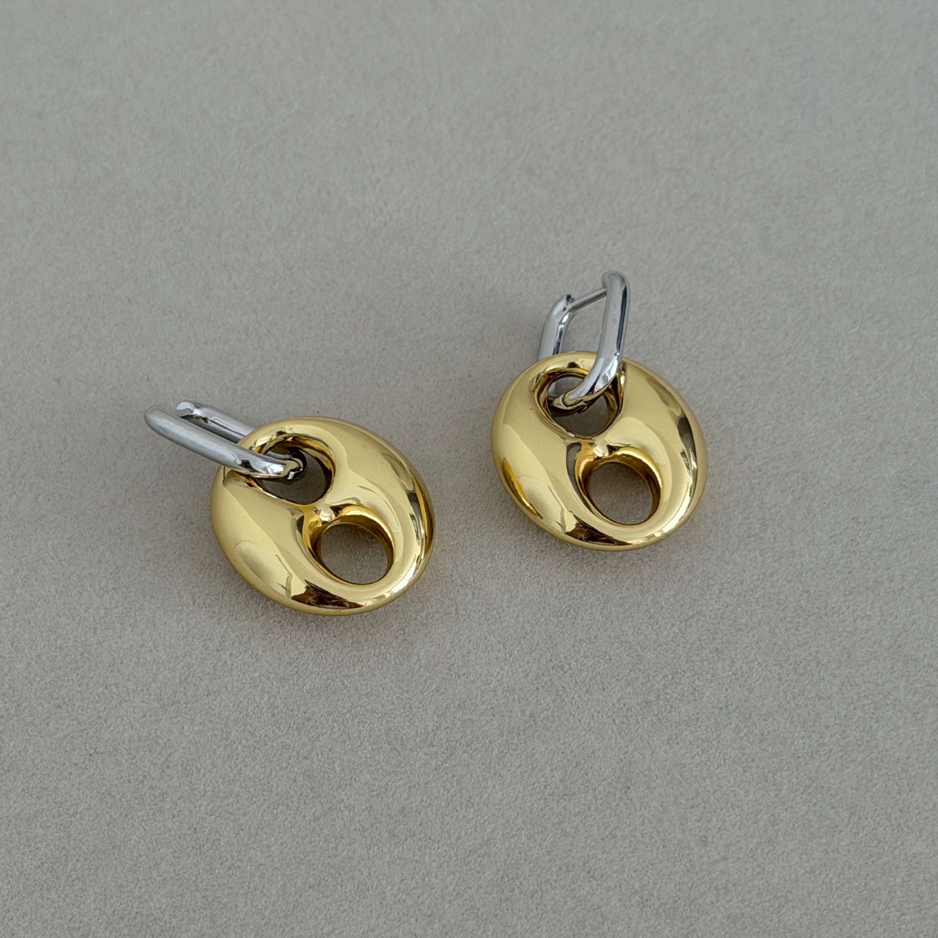 Dual Tone Link Drop Earrings