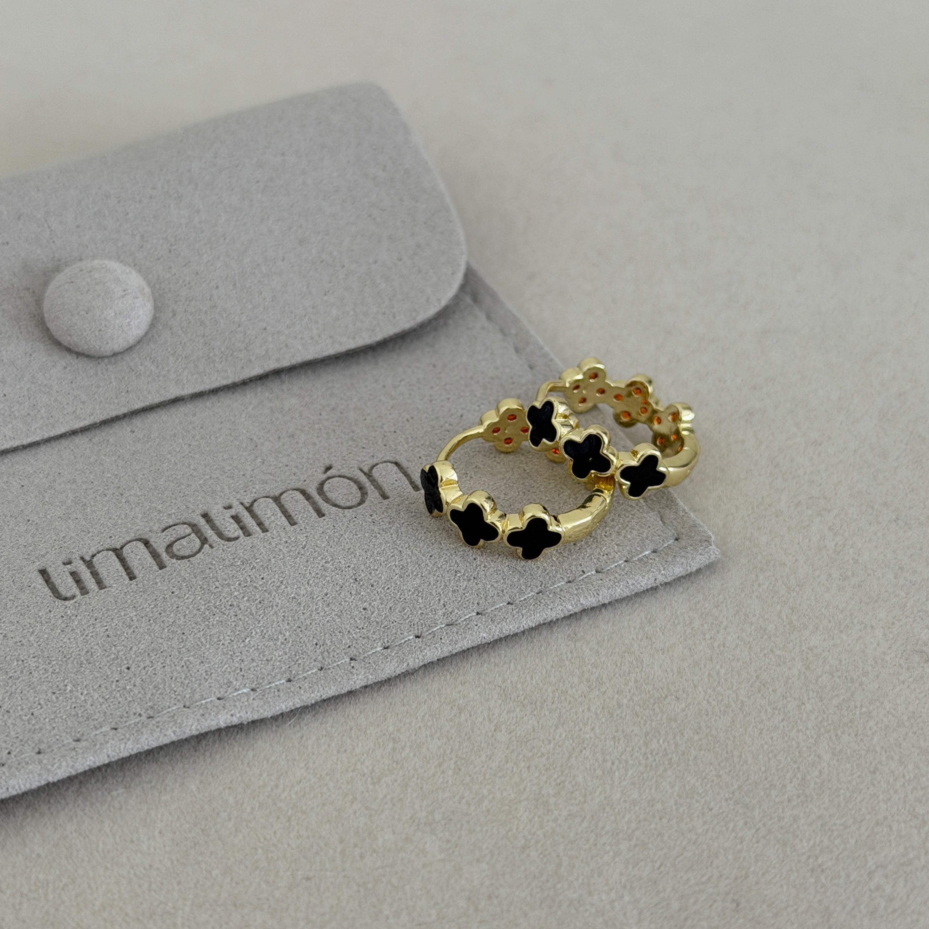 Clover Enamel Huggie Earrings