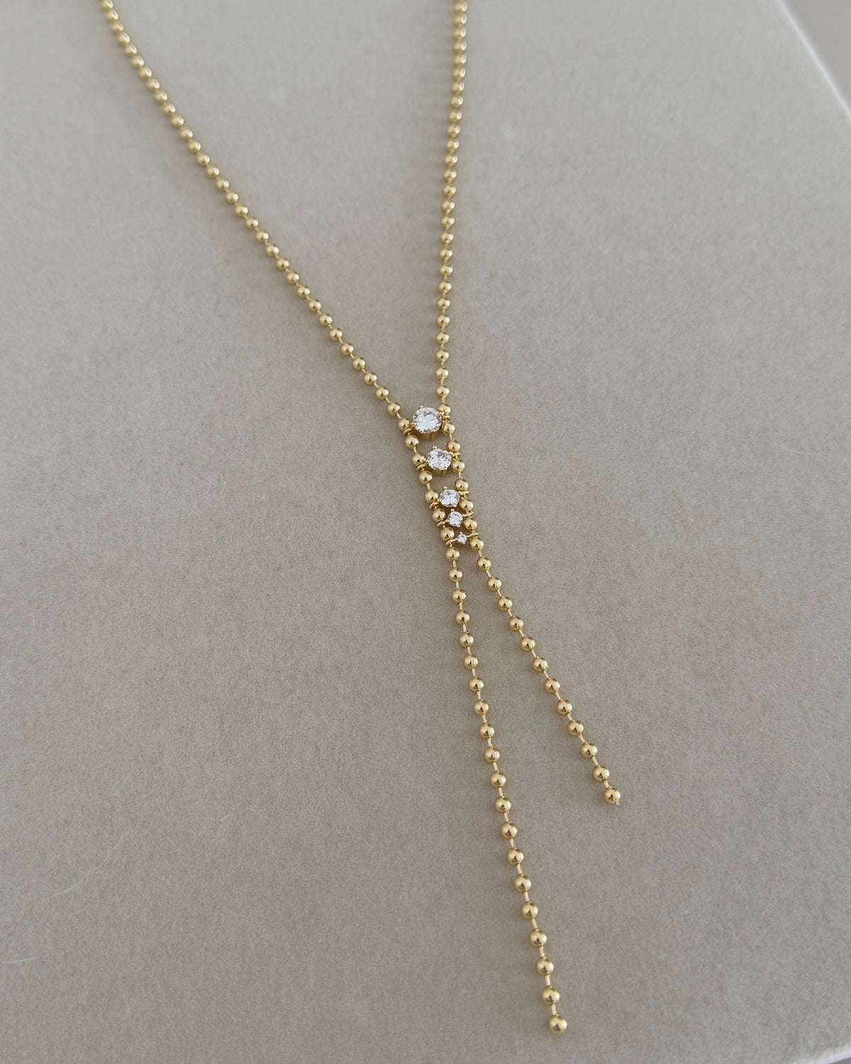 Crystal Cascade Lariat Necklace