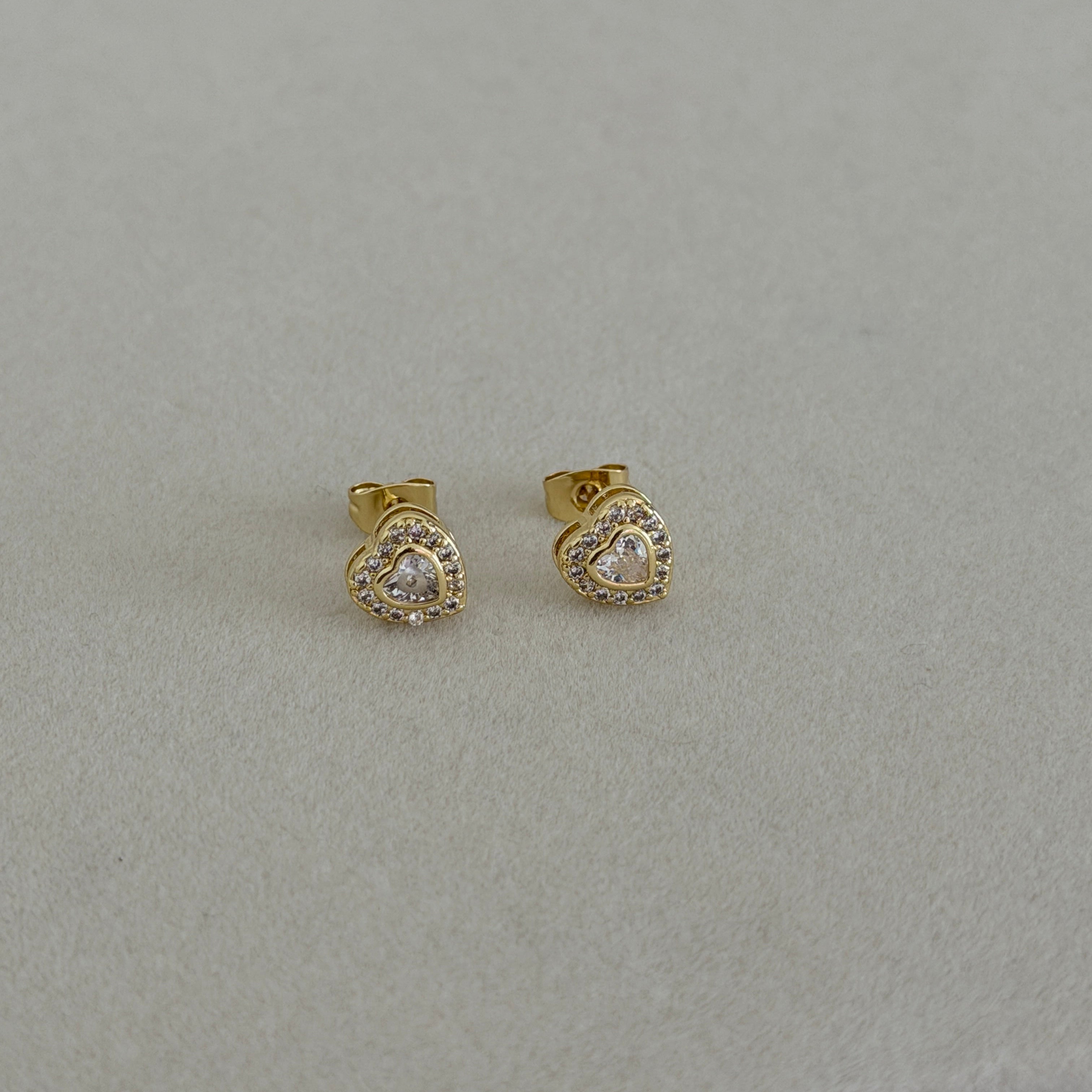 Crystal Heart Stud Earrings