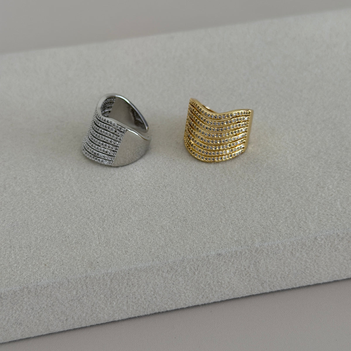 Multi Row Crystal Statement Ring