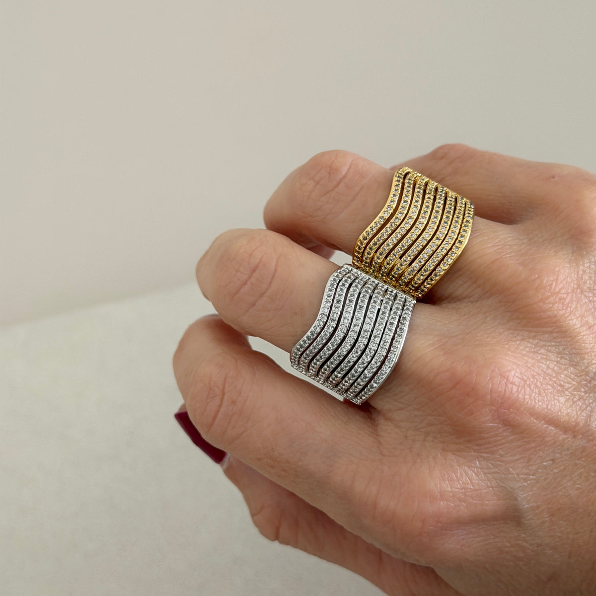 Multi Row Crystal Statement Ring