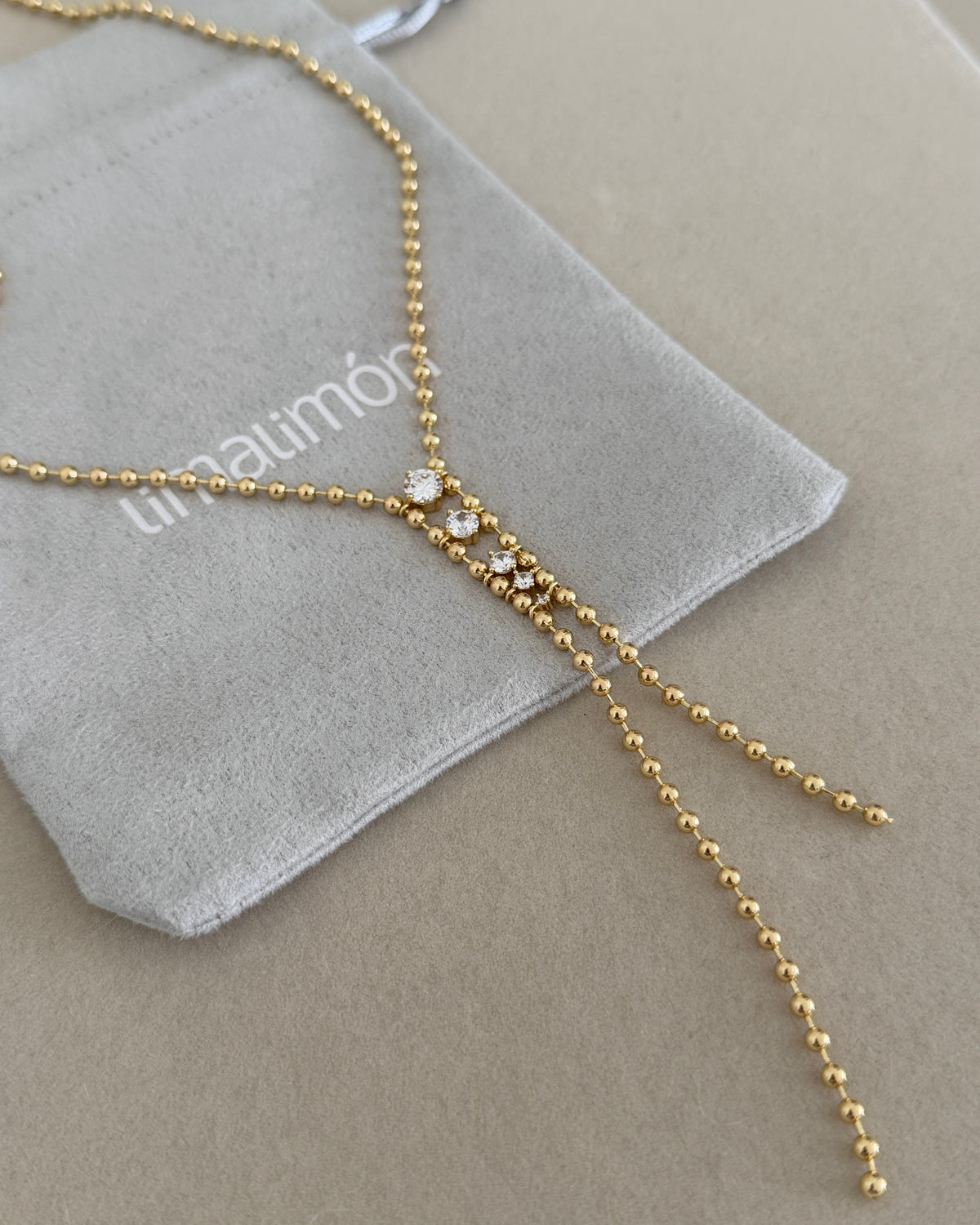 Crystal Cascade Lariat Necklace