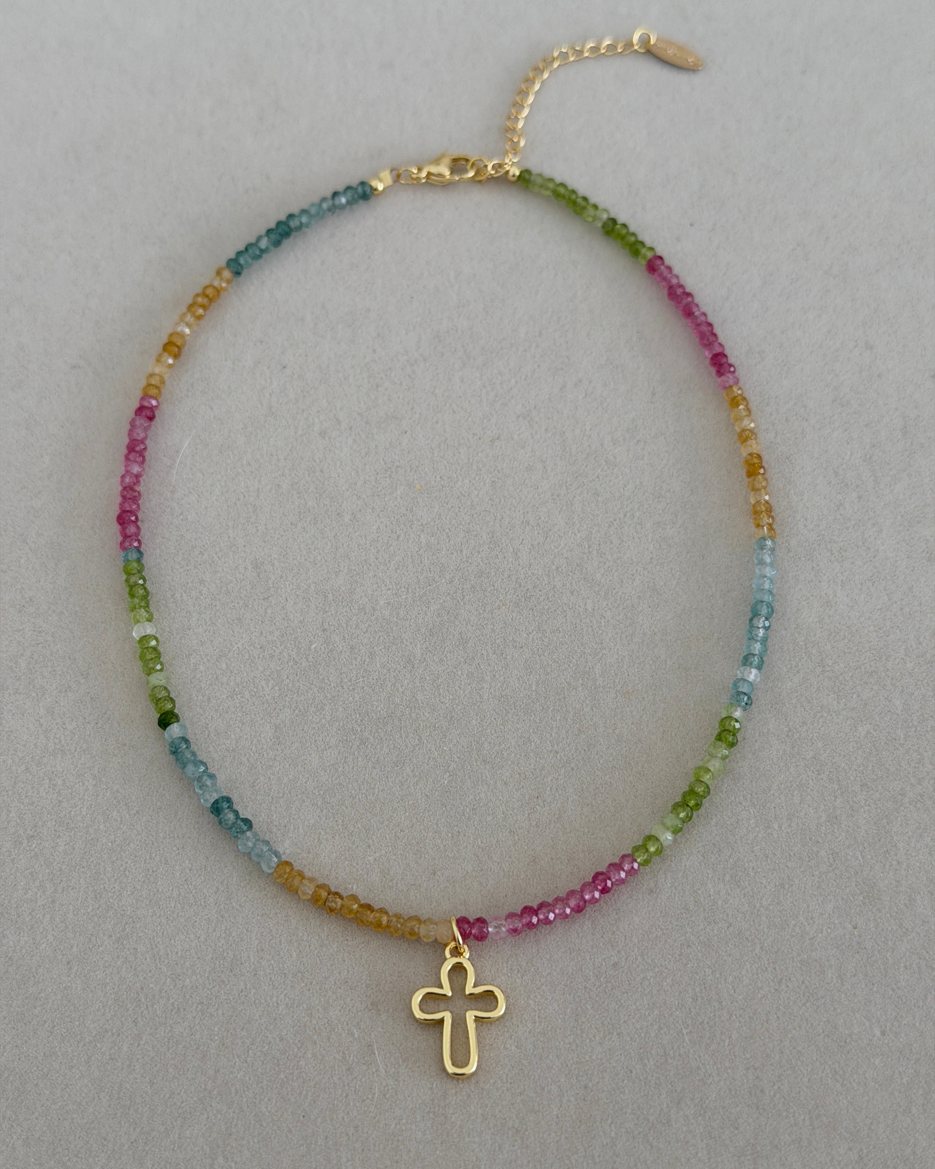 Pastel Cross Beaded Necklace