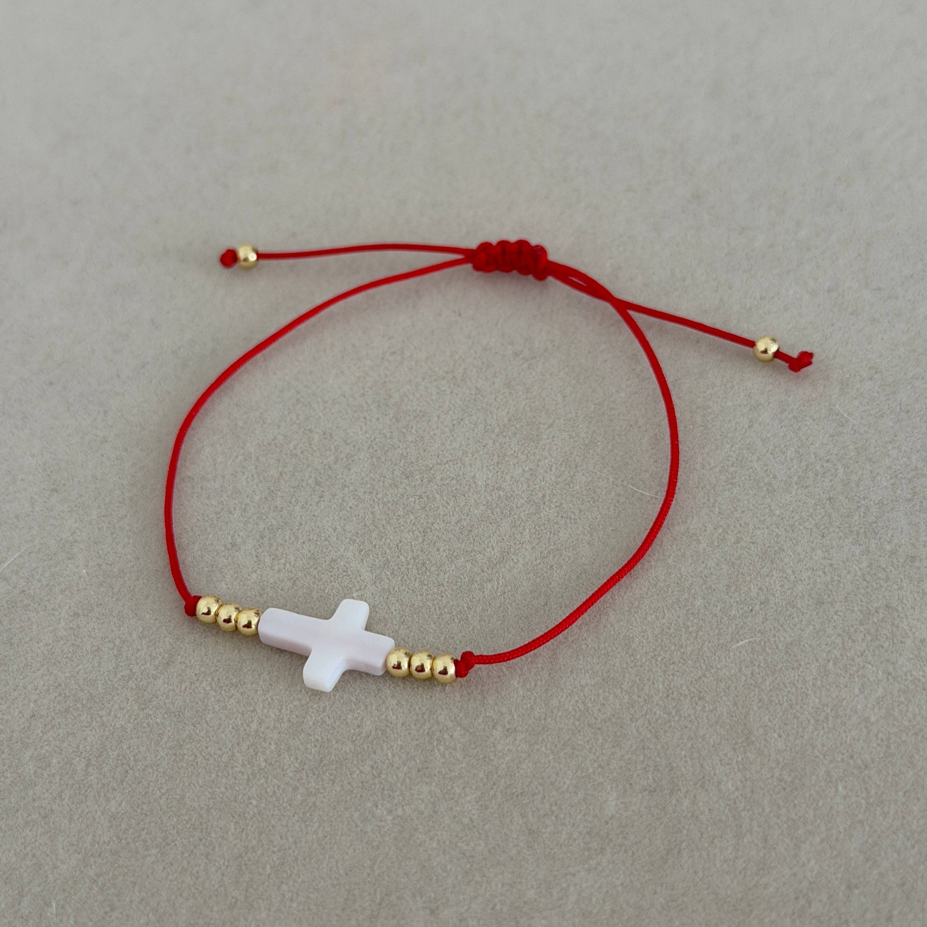 Faith Cross Red String Bracelet