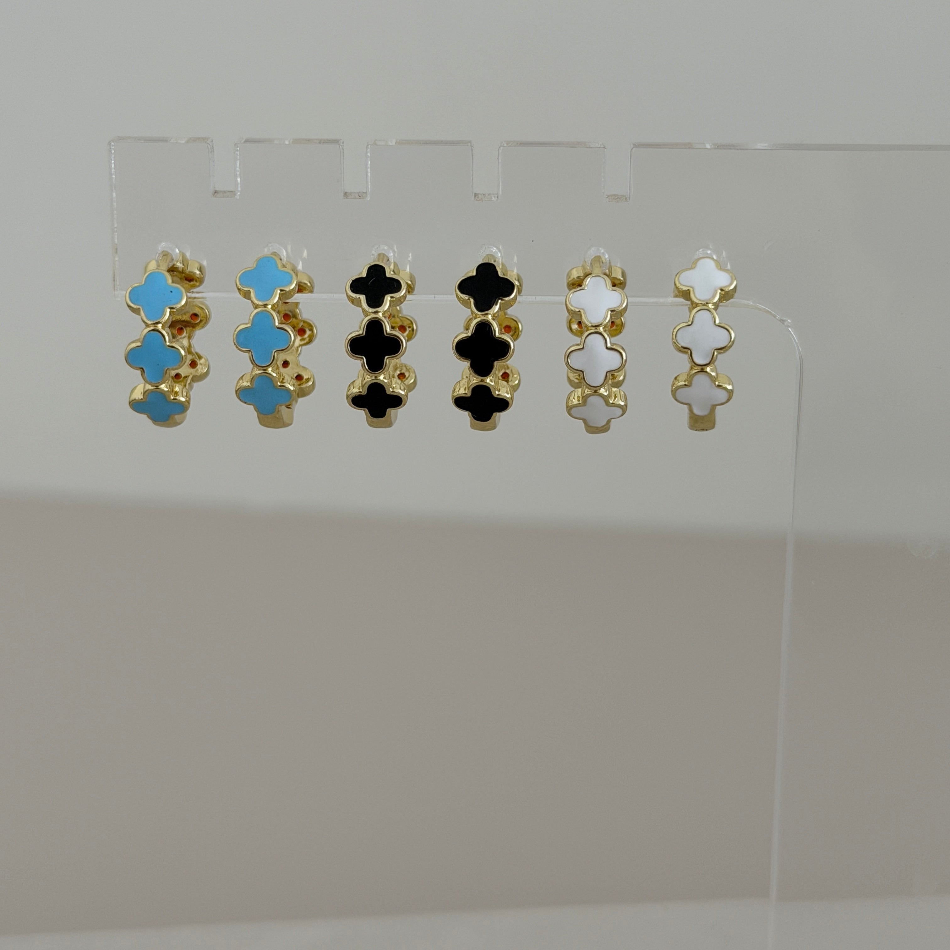 Clover Enamel Huggie Earrings