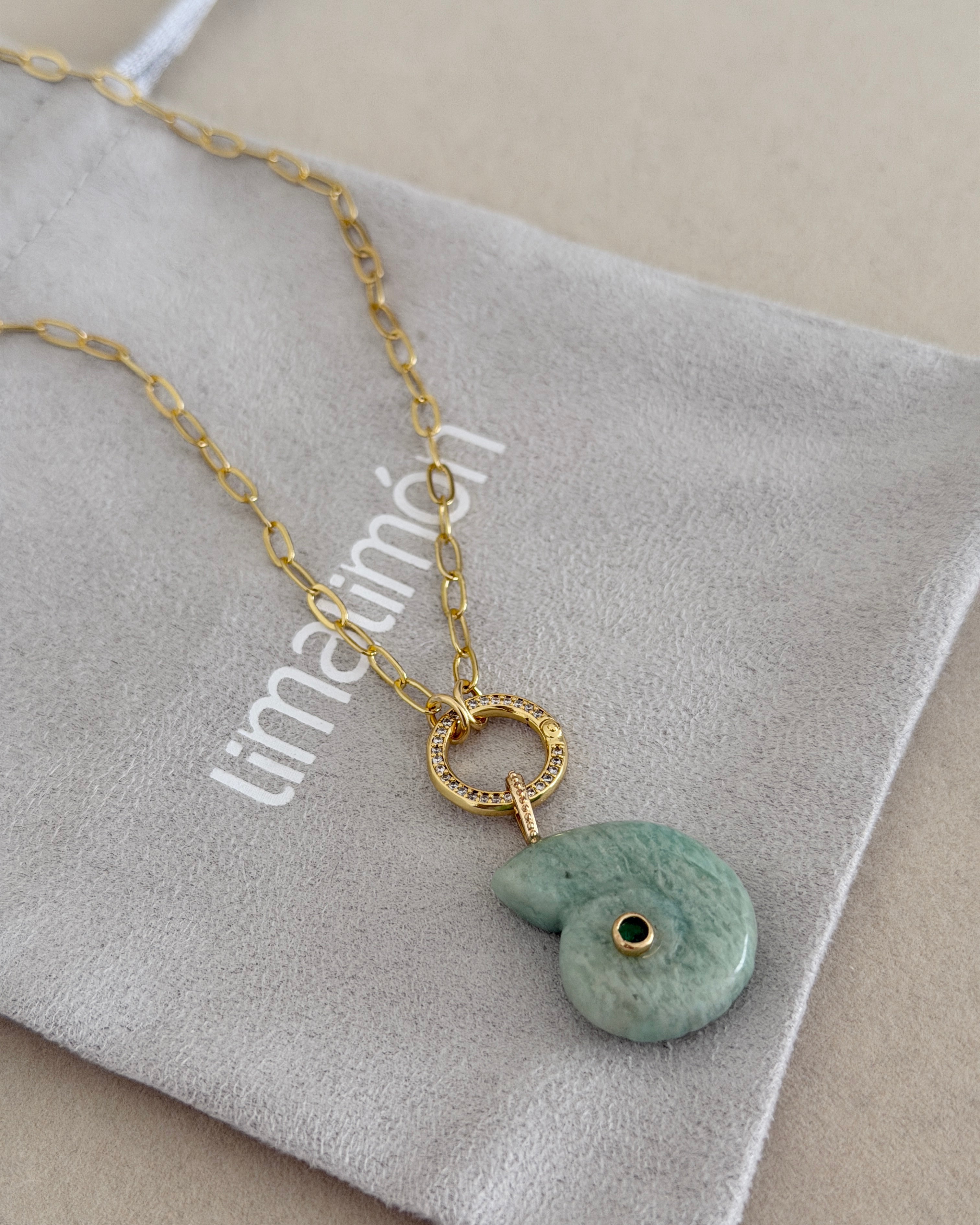 Aqua Ammonite Necklace