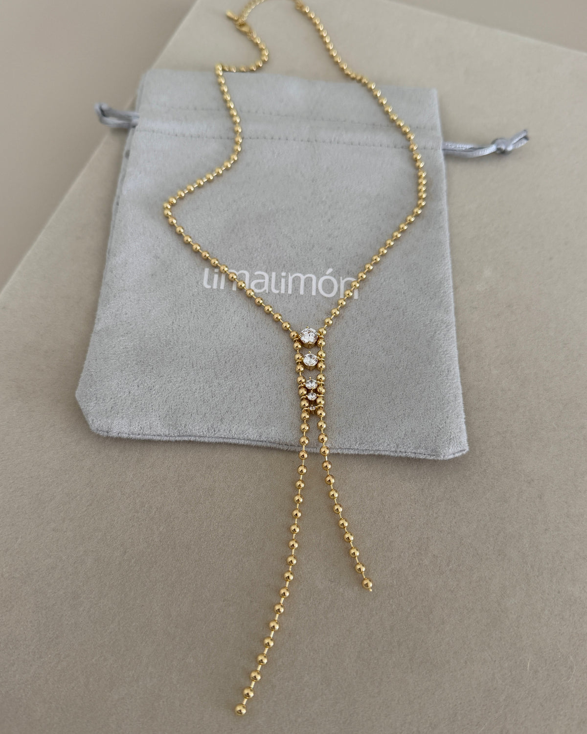 Crystal Cascade Lariat Necklace