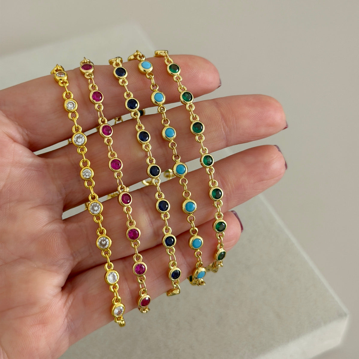 Color Bezel Crystal Bracelet