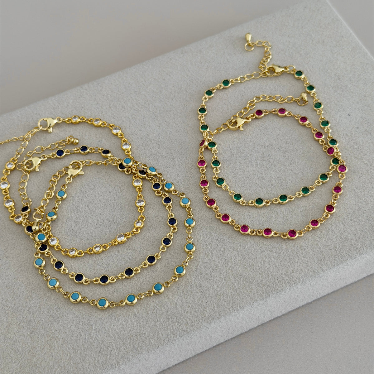 Color Bezel Crystal Bracelet