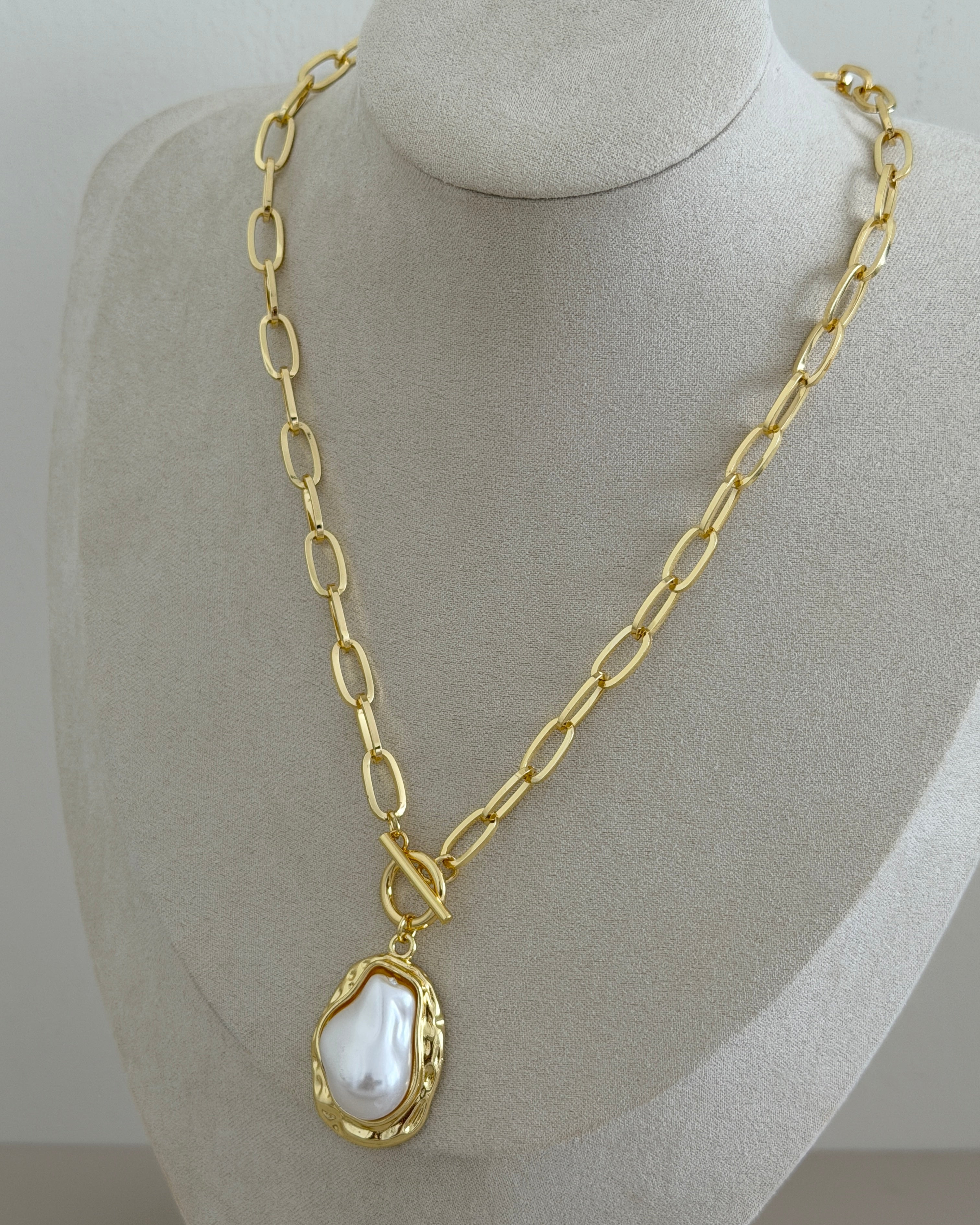 Pearl Drop Chain Necklace