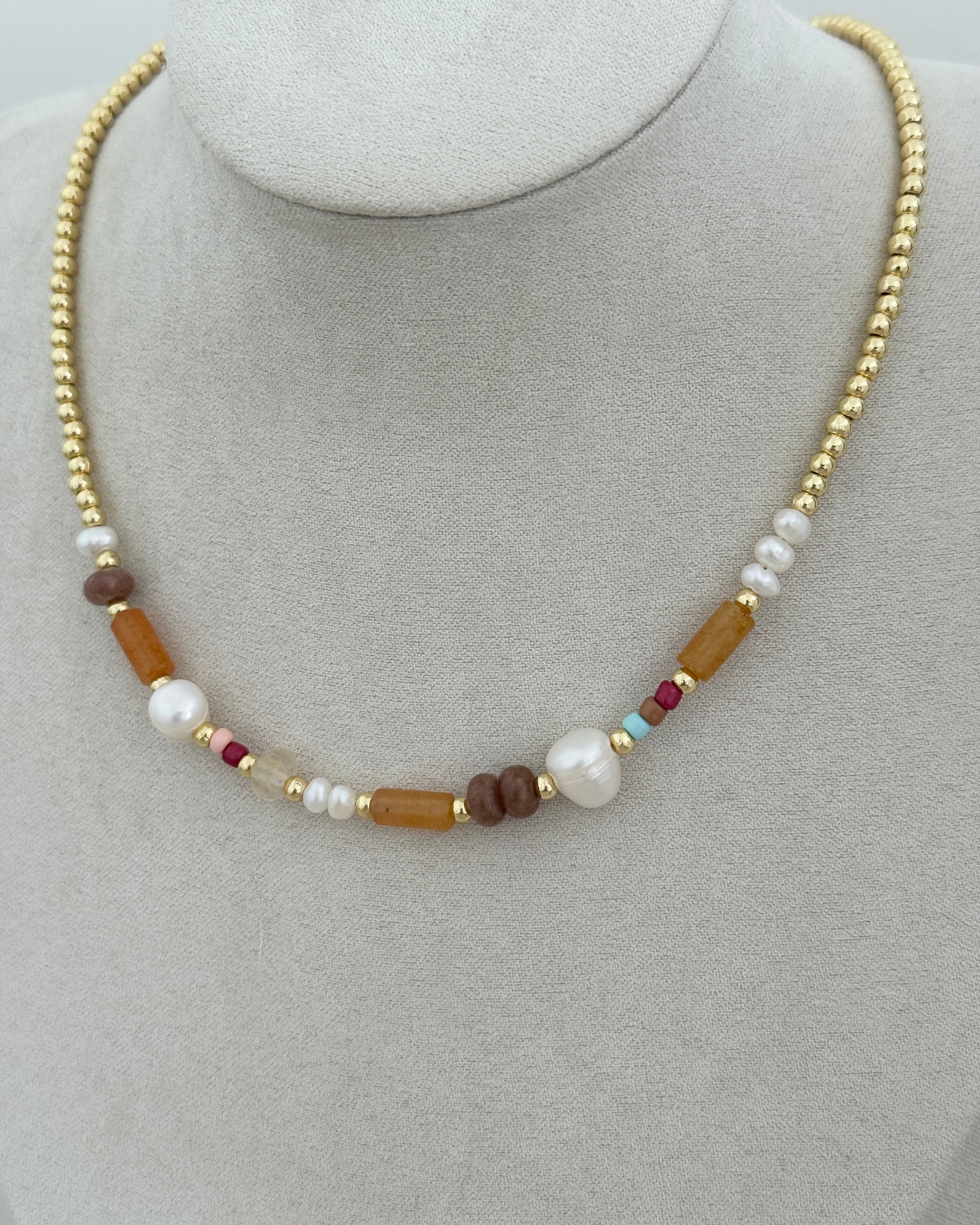 Golden Harmony Beaded Necklace