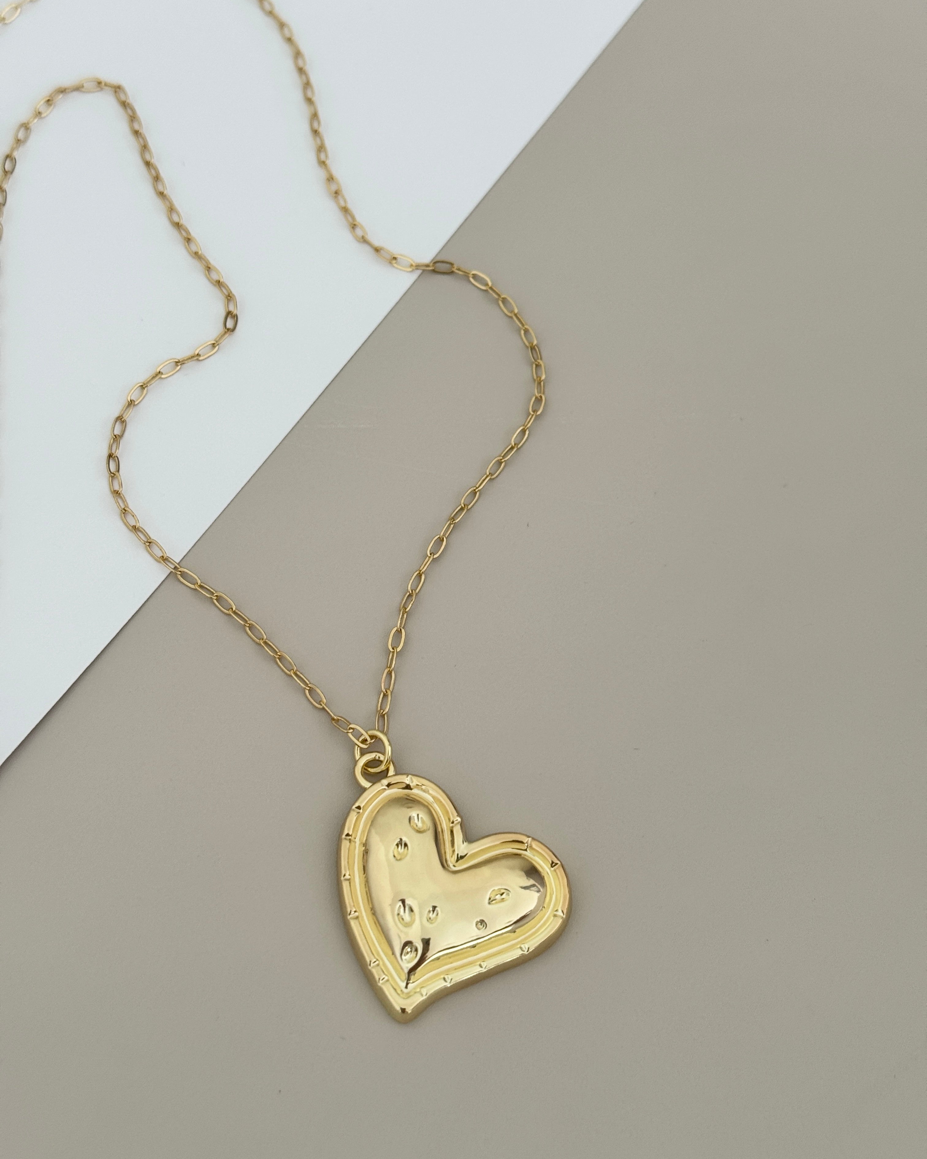 Golden Textured Heart Necklace