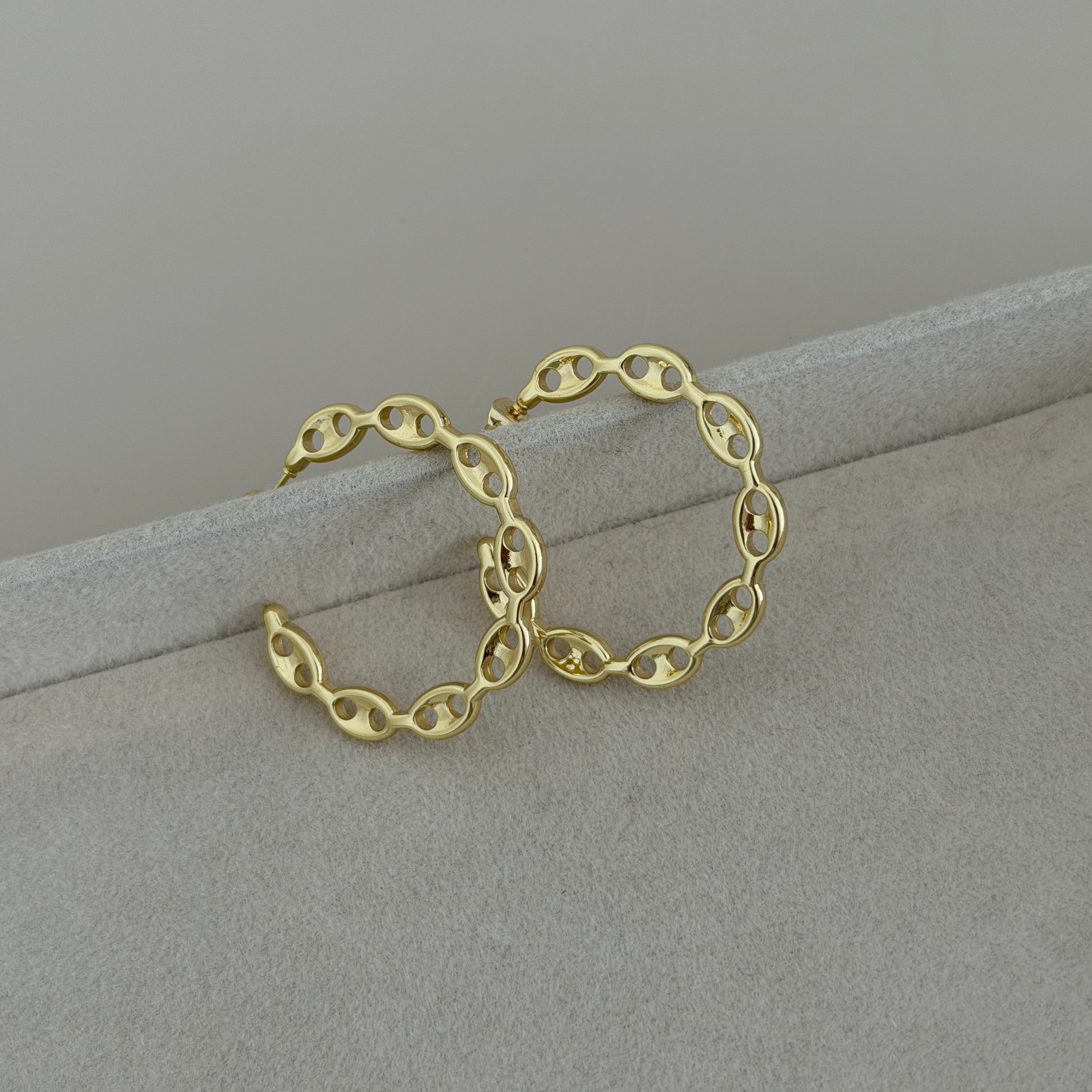 Textured Link Hoop Earrings