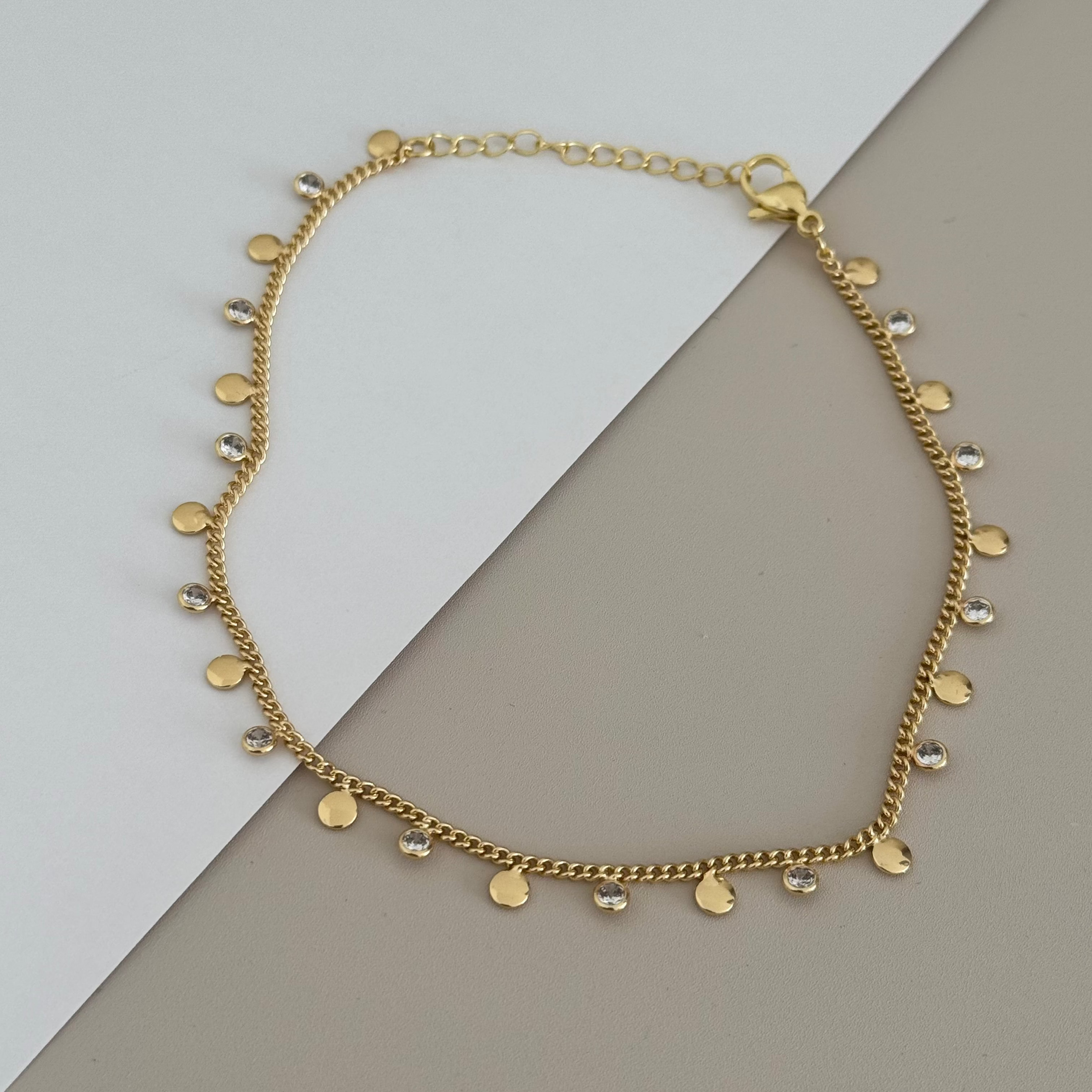 Gold and Zirconia Anklet - Anklet | LimaLimón Store - 3