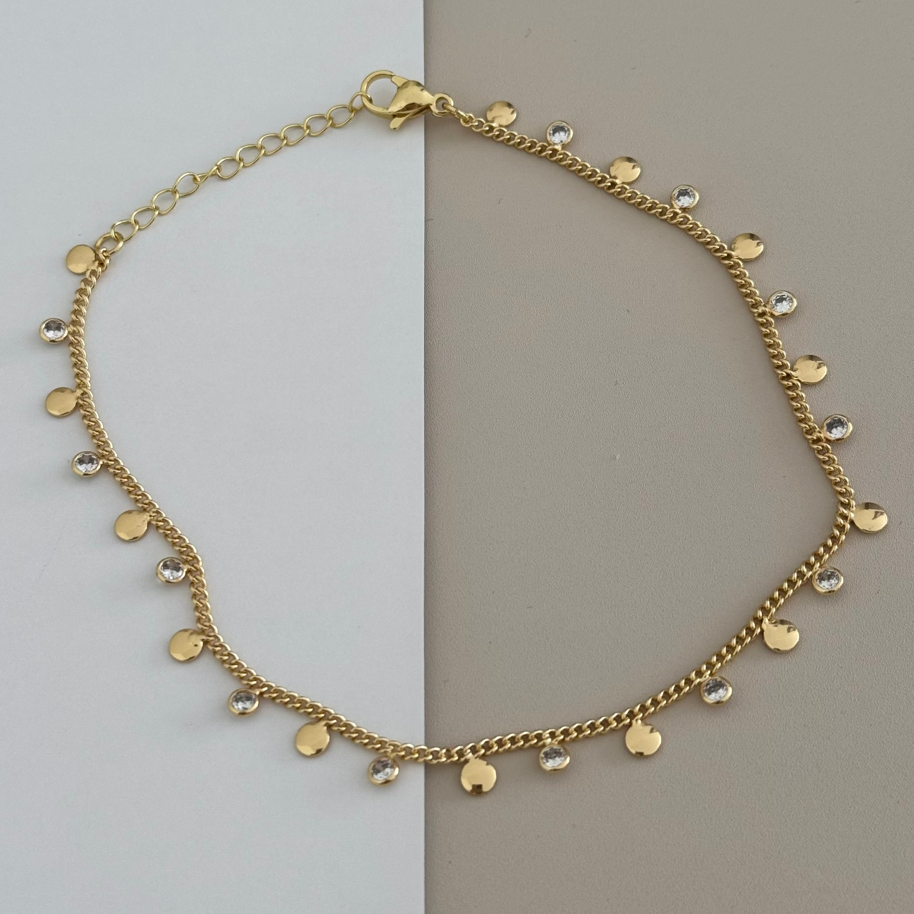 Gold and Zirconia Anklet - Anklet | LimaLimón Store - 1