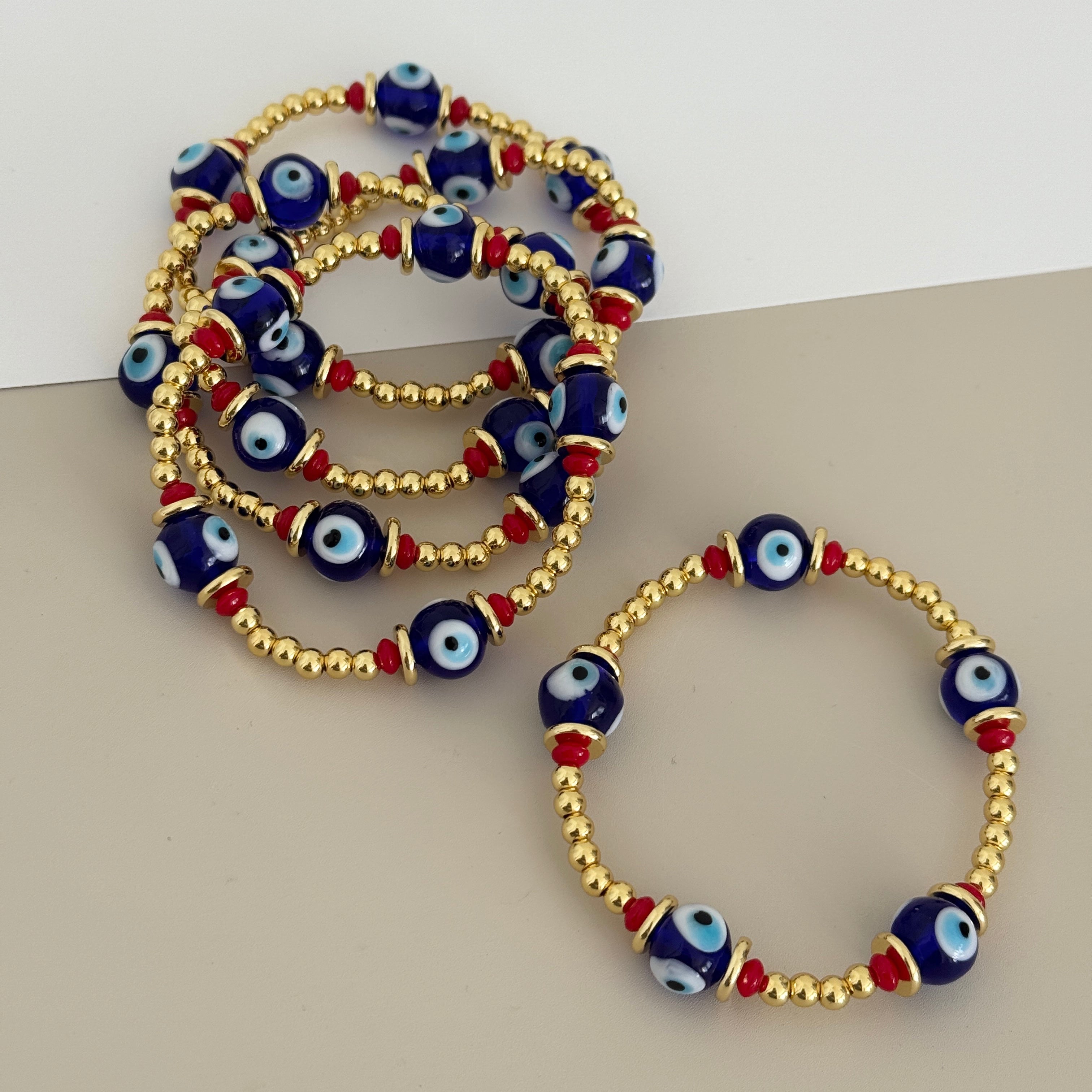 Evil Eye Beaded Stretch Bracelet