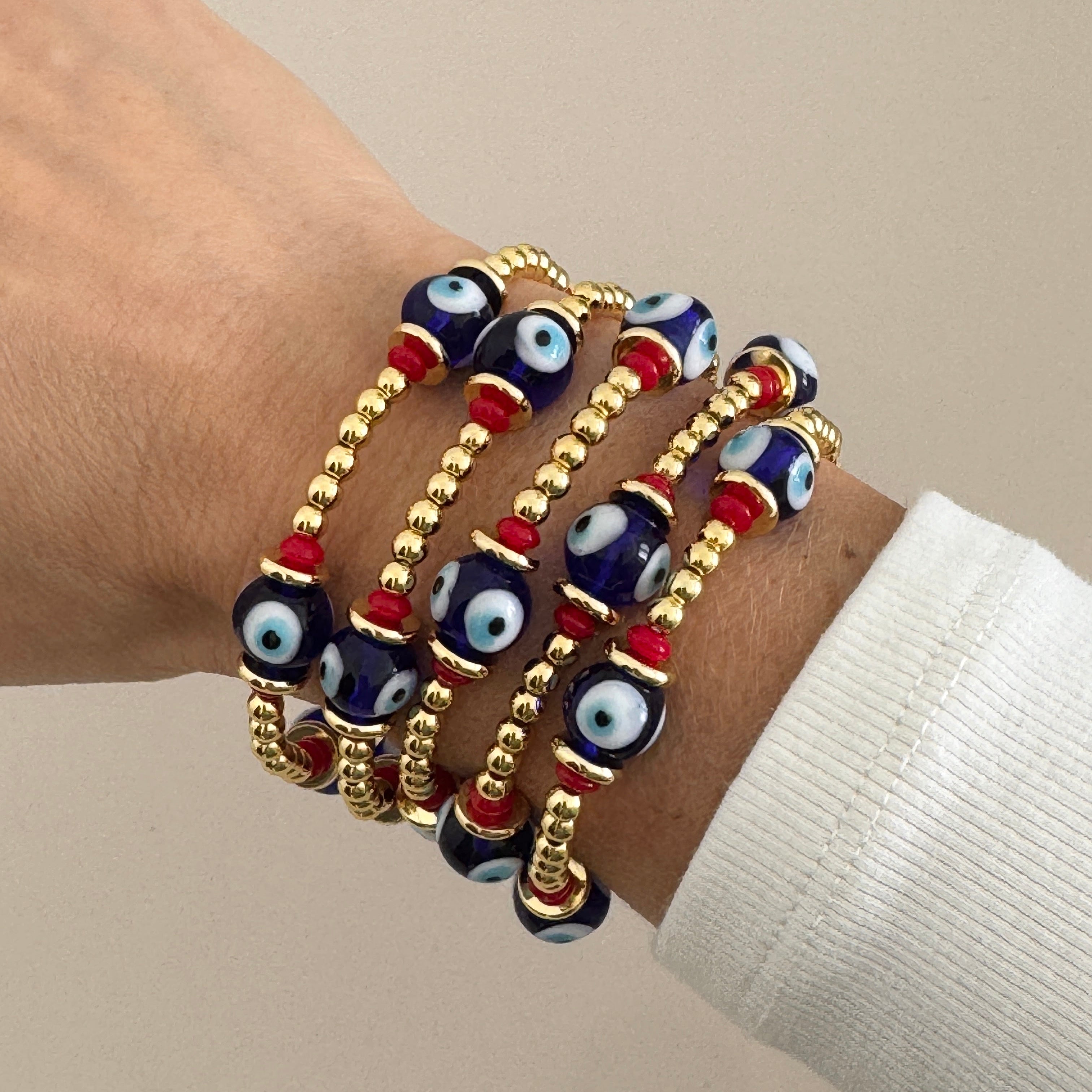 Evil Eye Beaded Stretch Bracelet