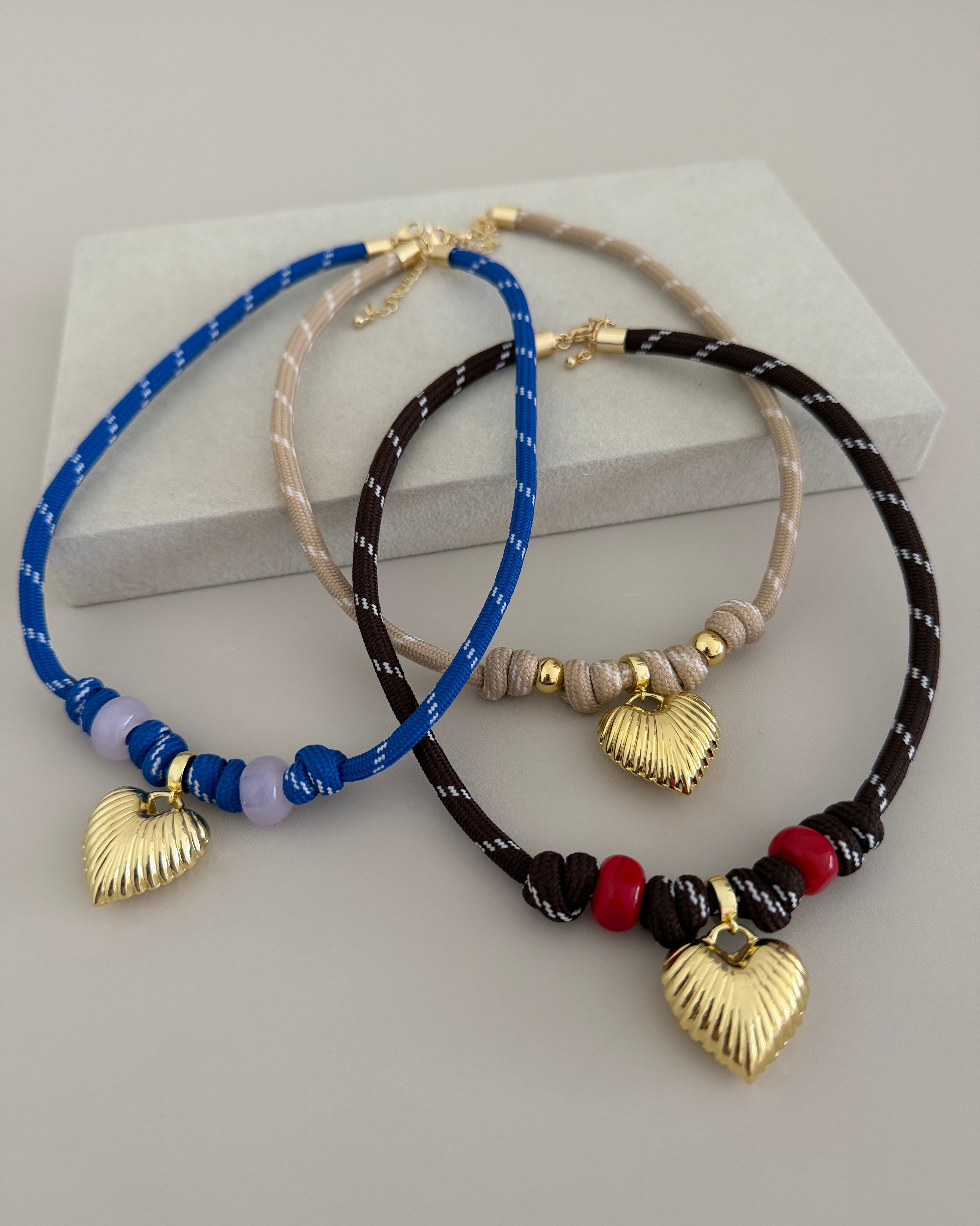 Gold Heart Charm Cord Necklace