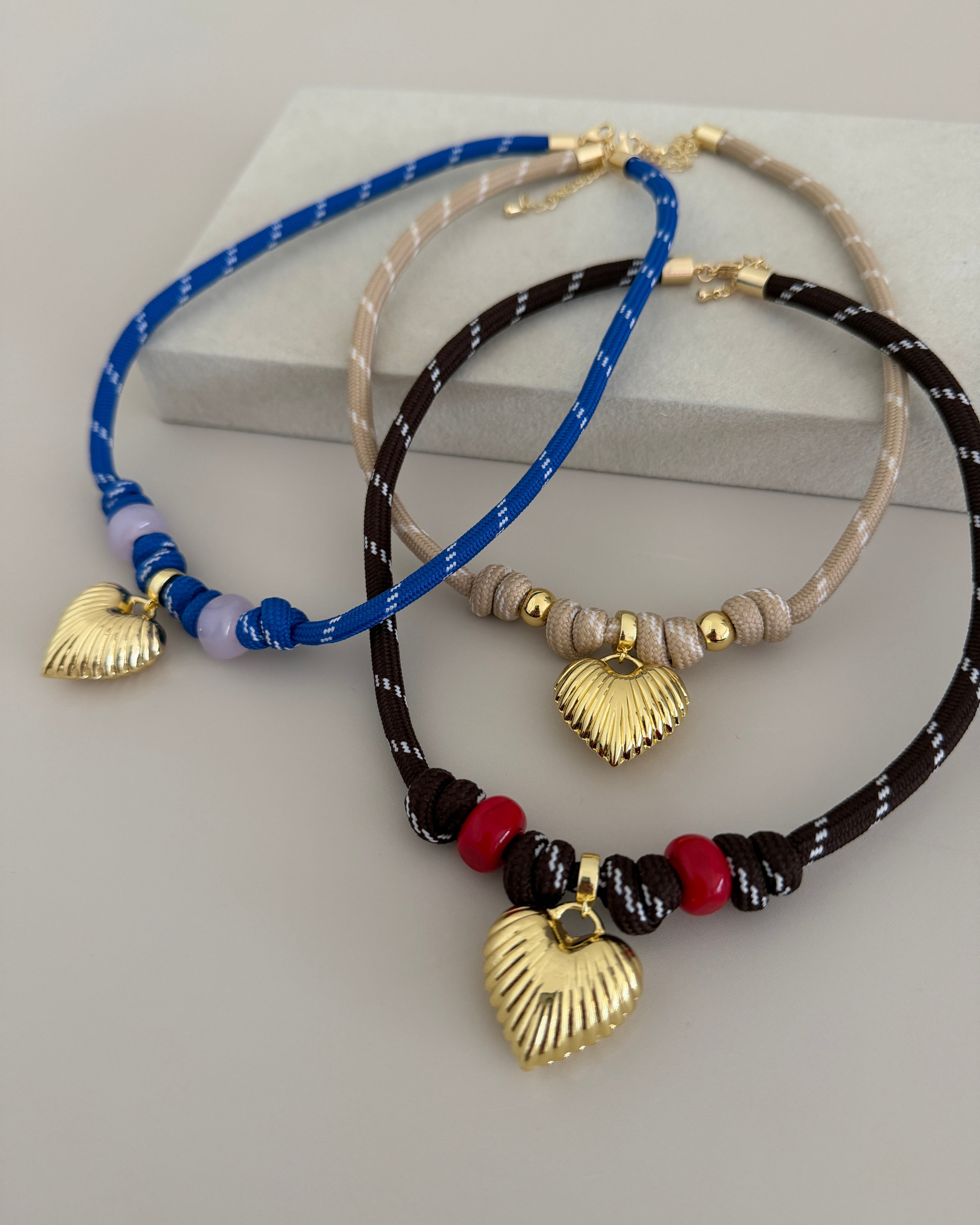 Gold Heart Charm Cord Necklace