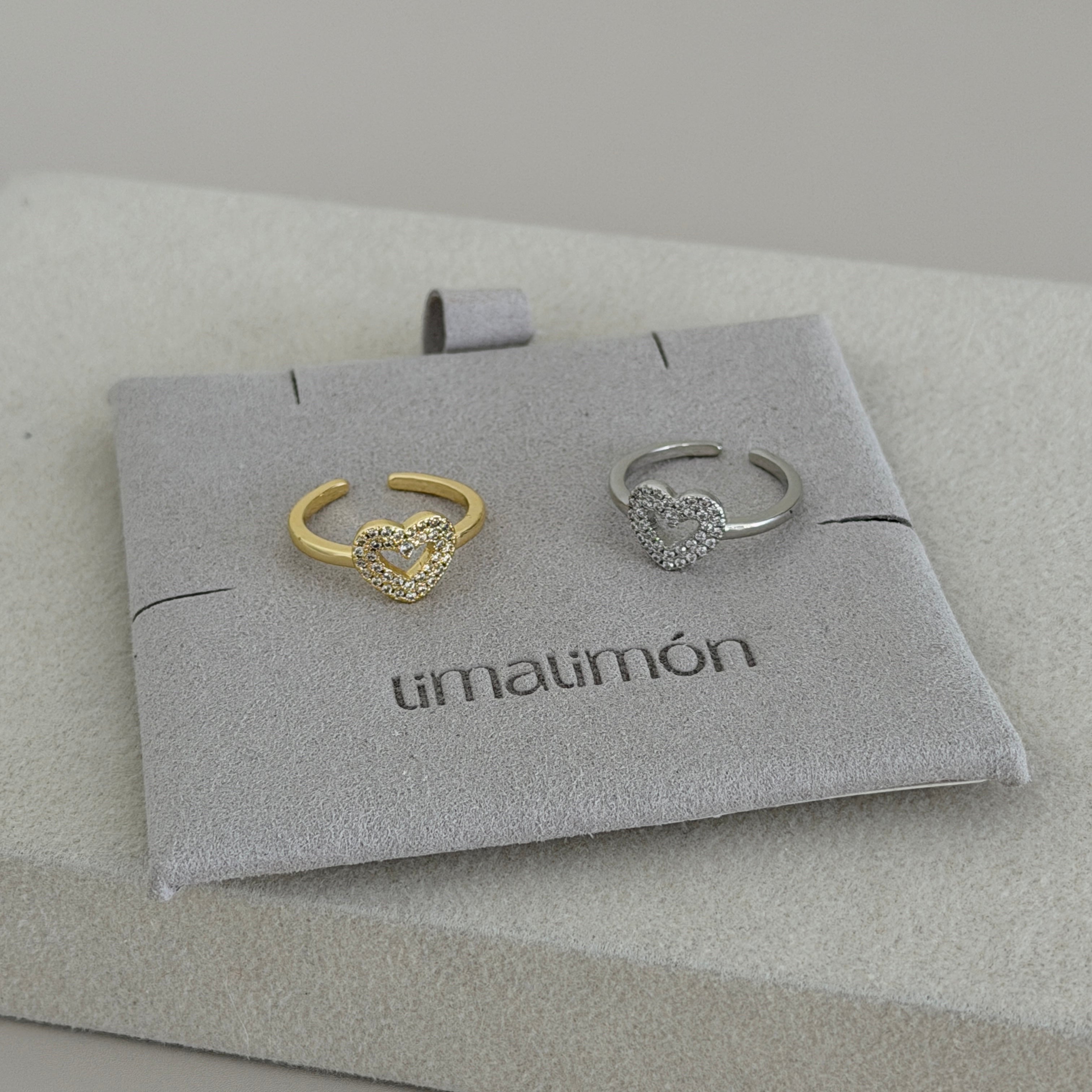 Elena Pavé Heart Adjustable Ring