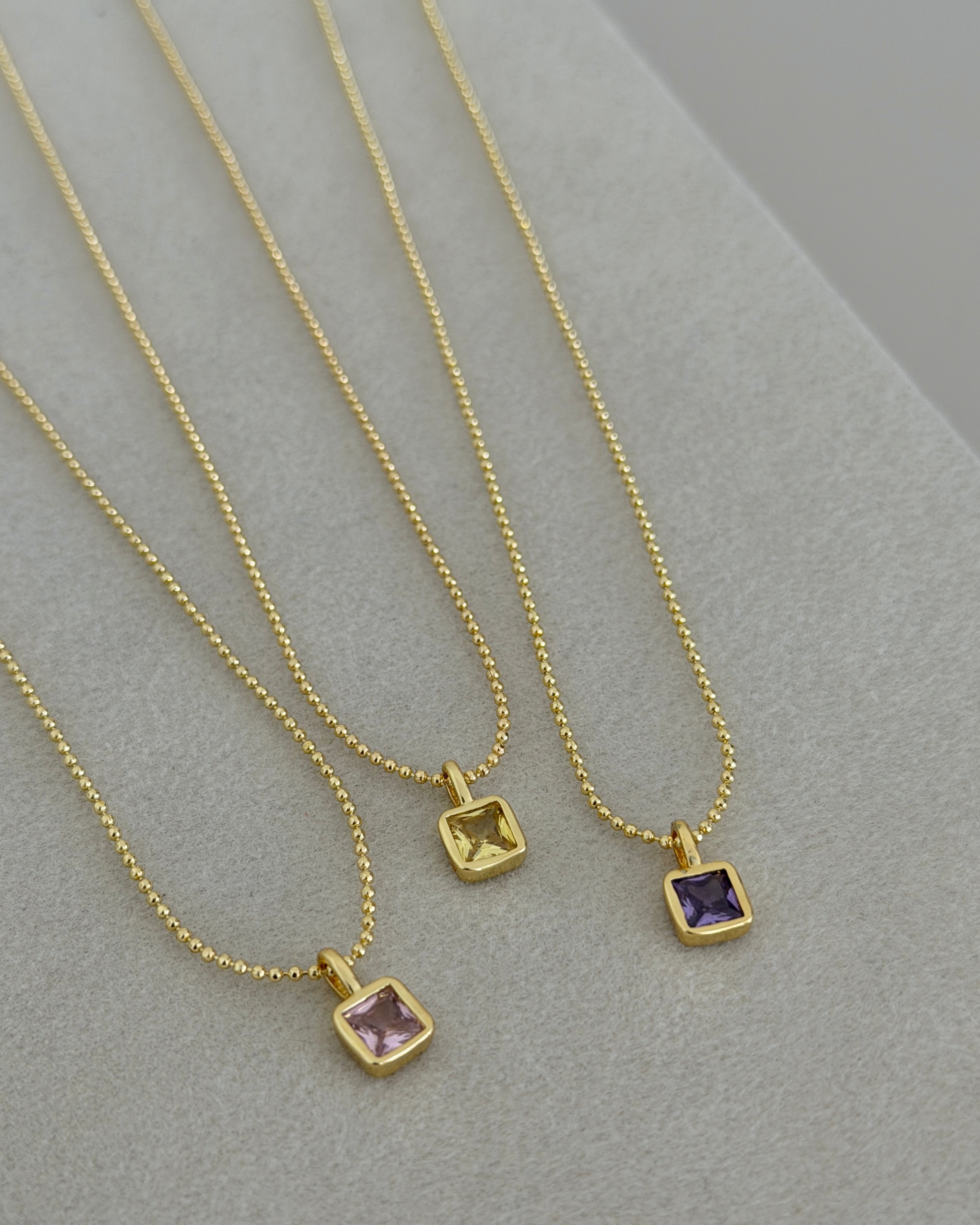 Luna Square Crystal Necklace