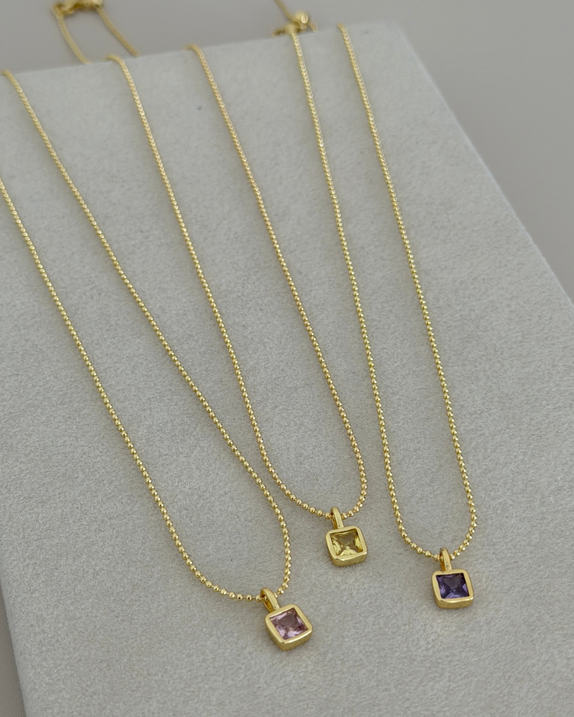 Luna Square Crystal Necklace