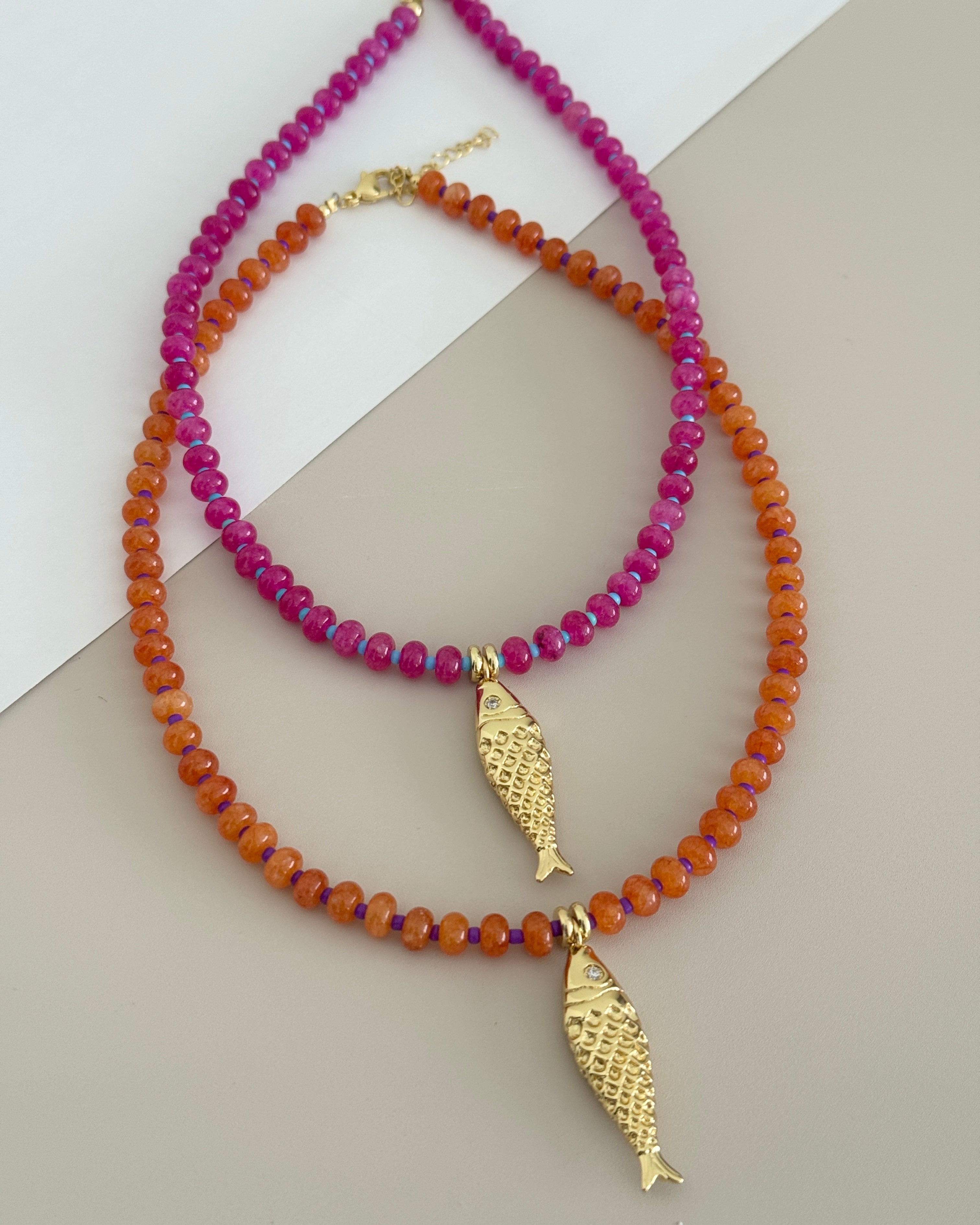 Golden Fish Beaded Necklace