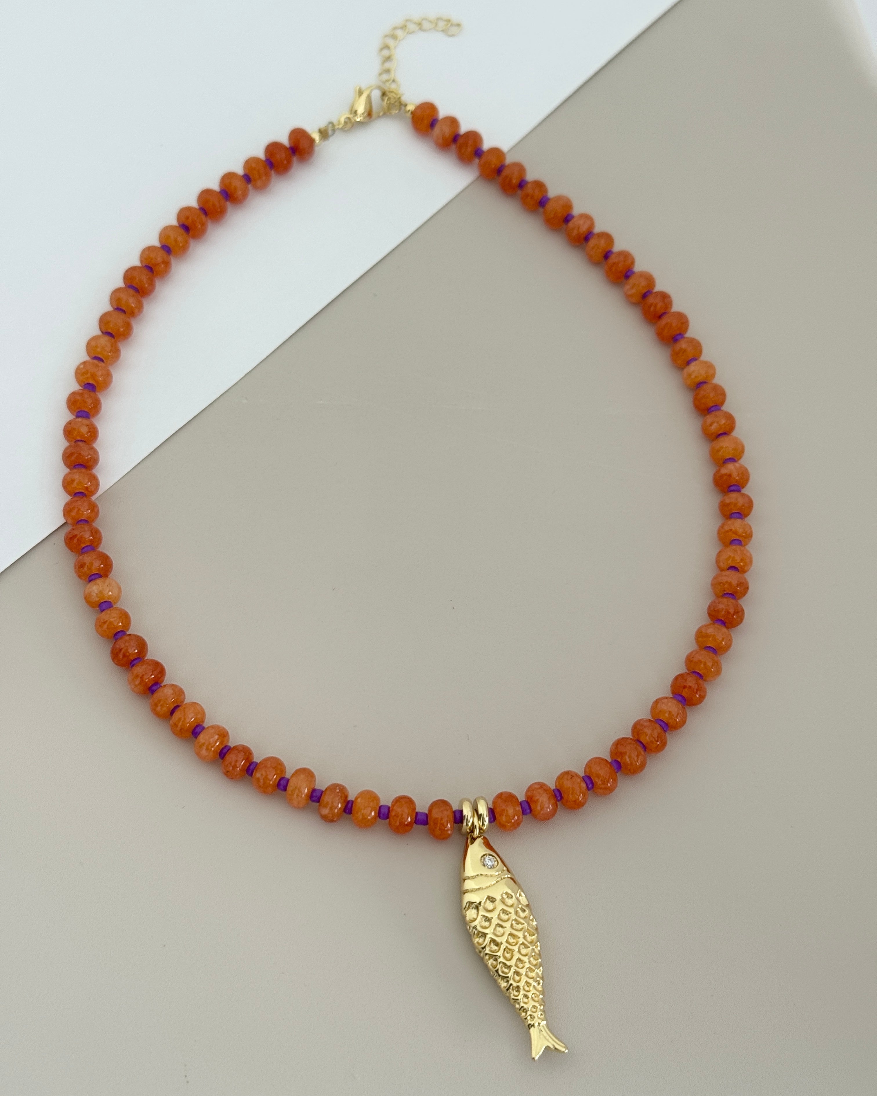 Golden Fish Beaded Necklace