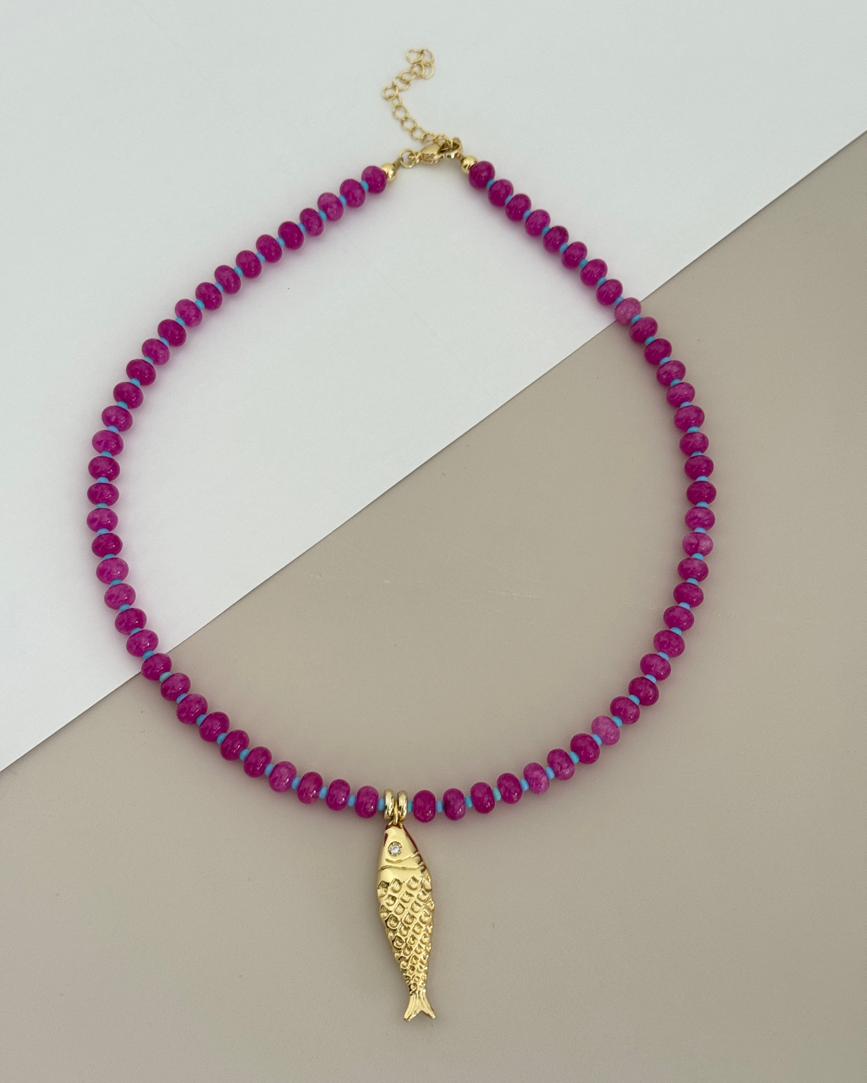 Golden Fish Beaded Necklace