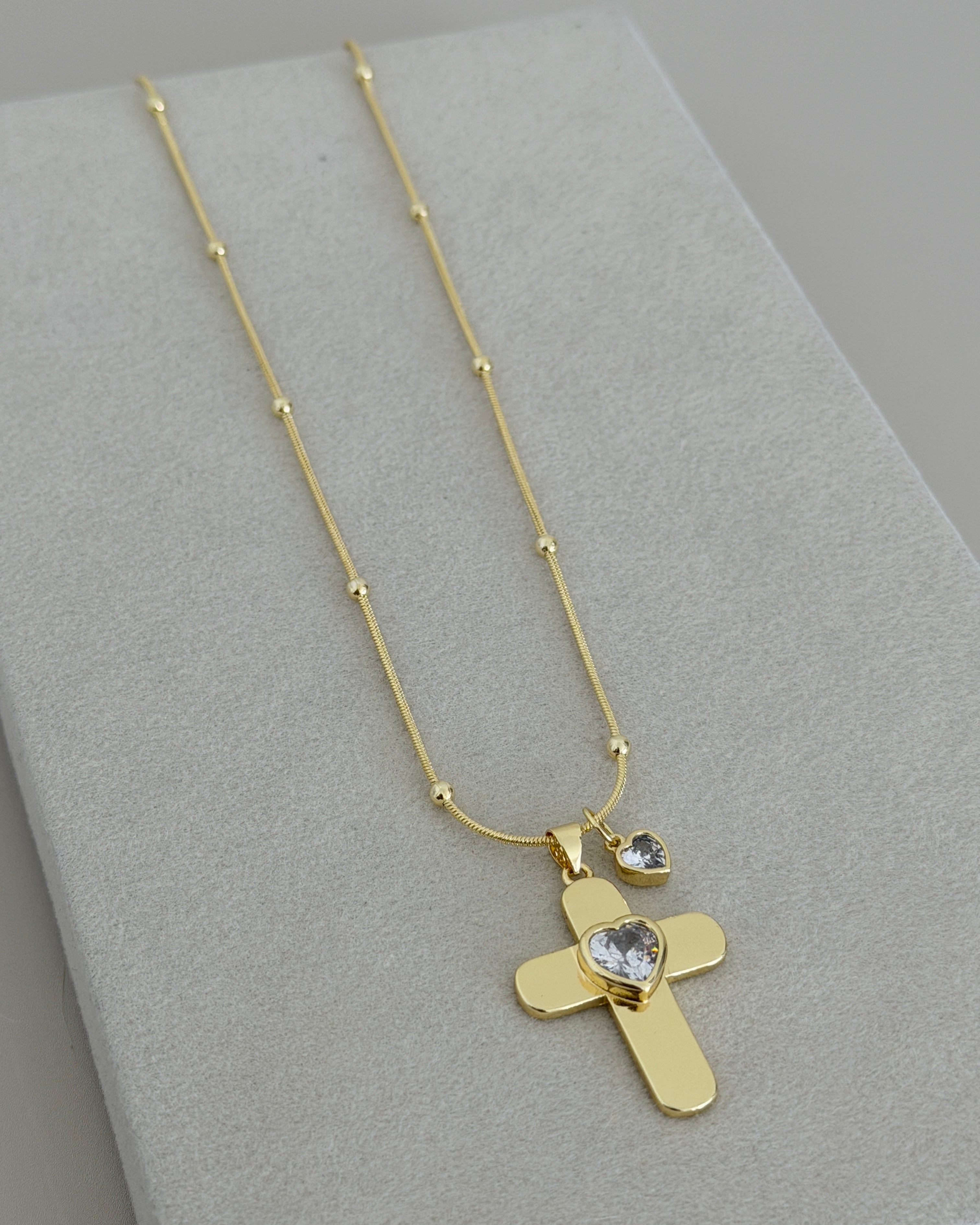 Amara Heart Cross Necklace