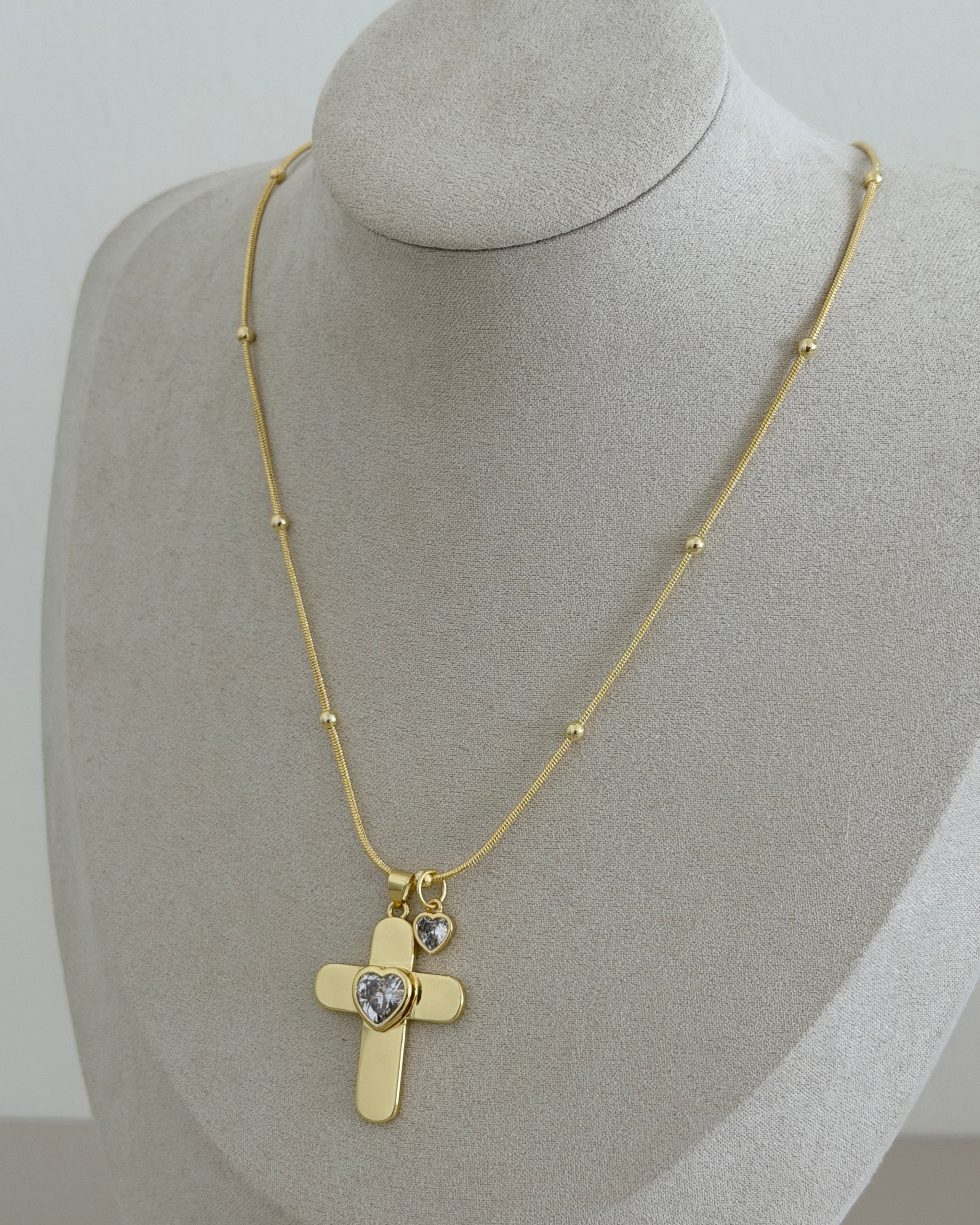 Amara Heart Cross Necklace