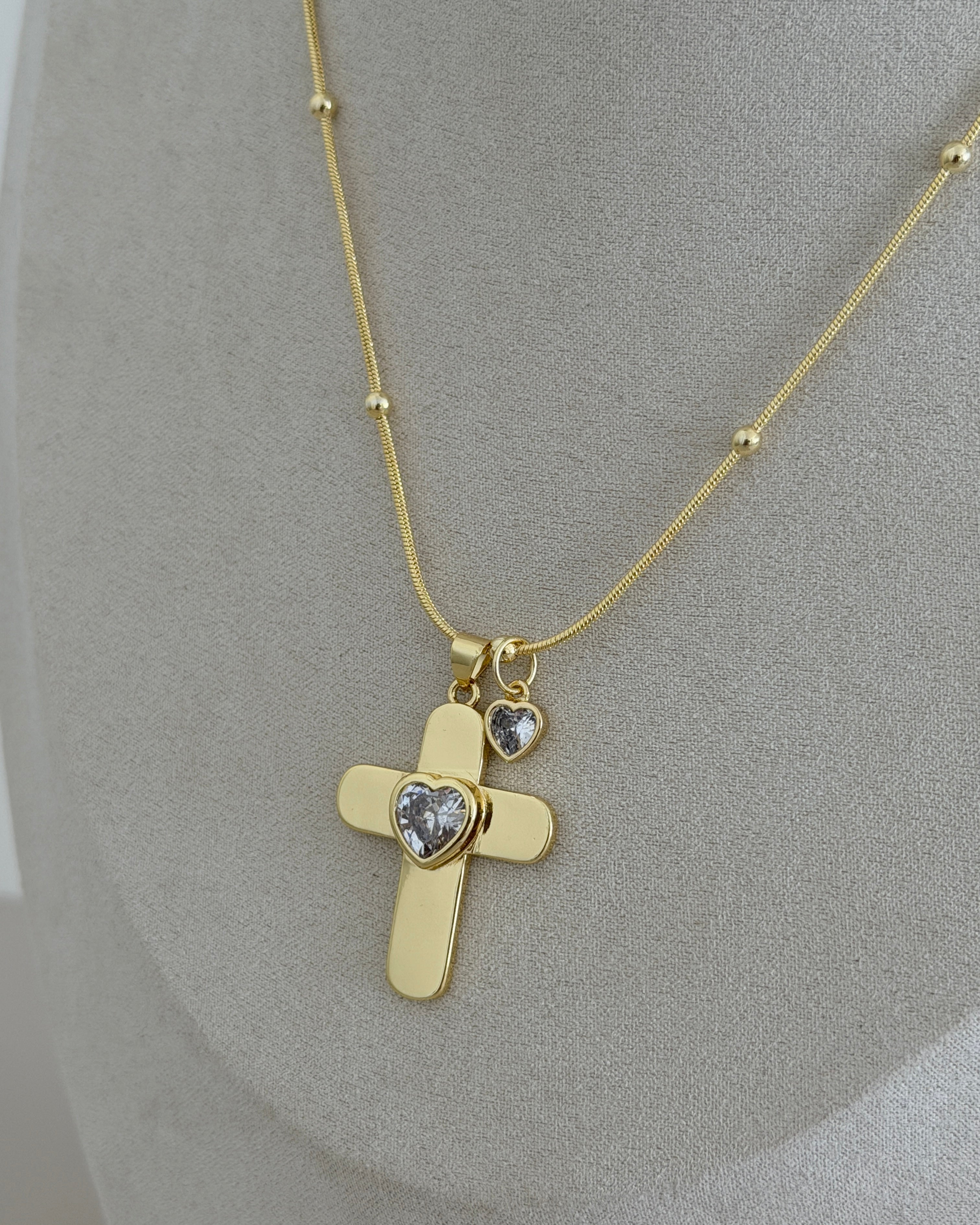 Amara Heart Cross Necklace