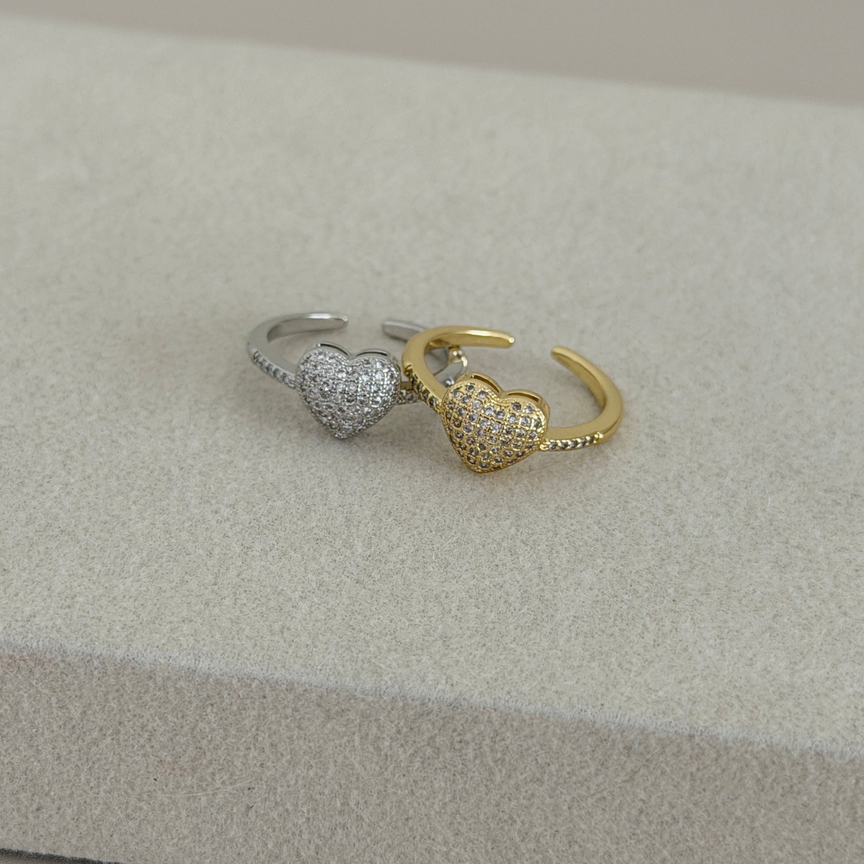 Pavé Heart Open Ring