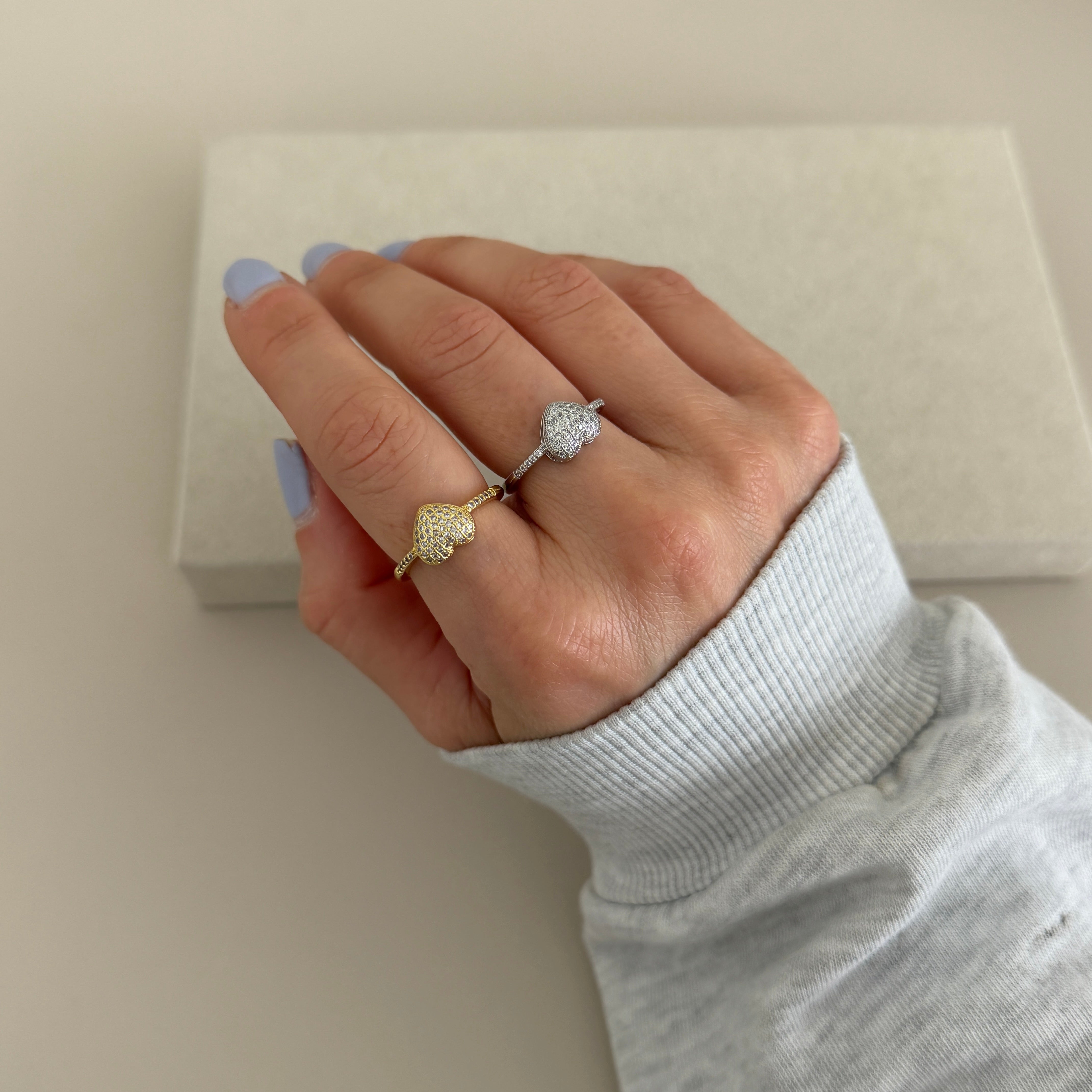 Pavé Heart Open Ring