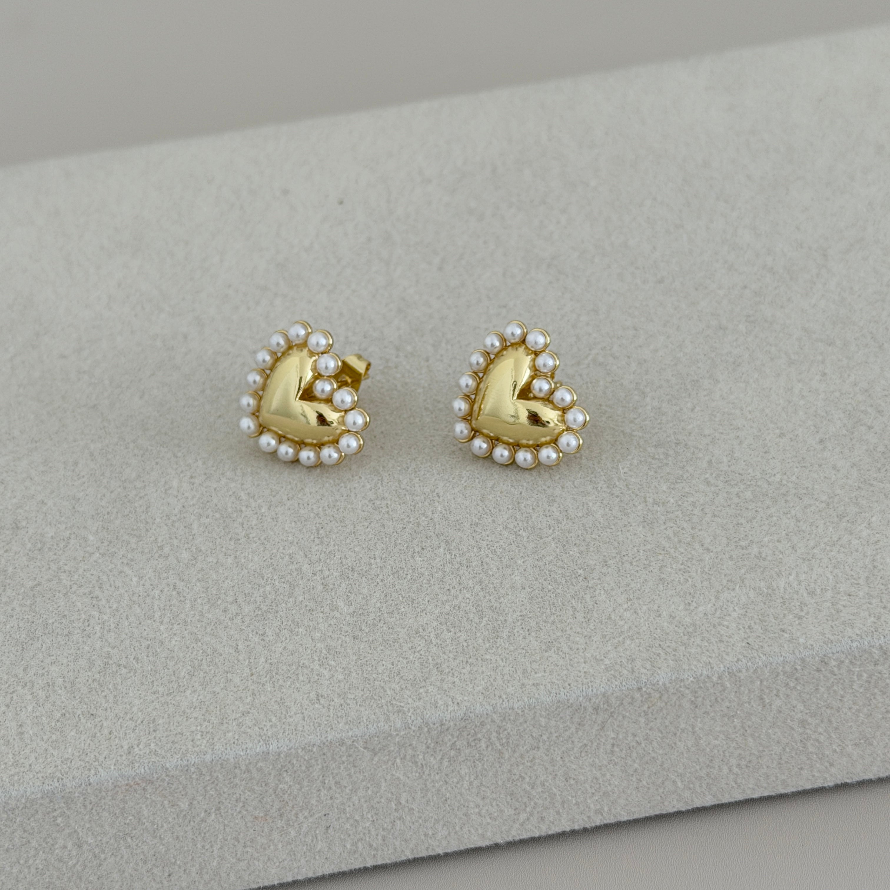 Pearl Heart Studs