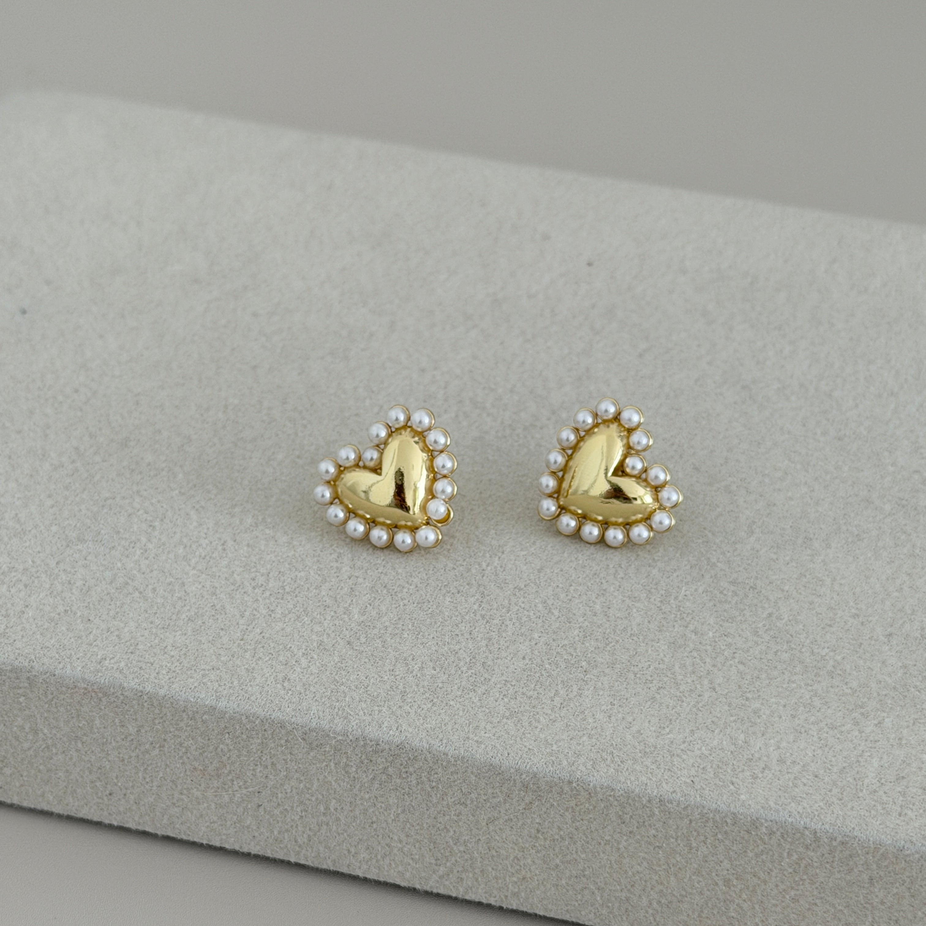 Pearl Heart Studs