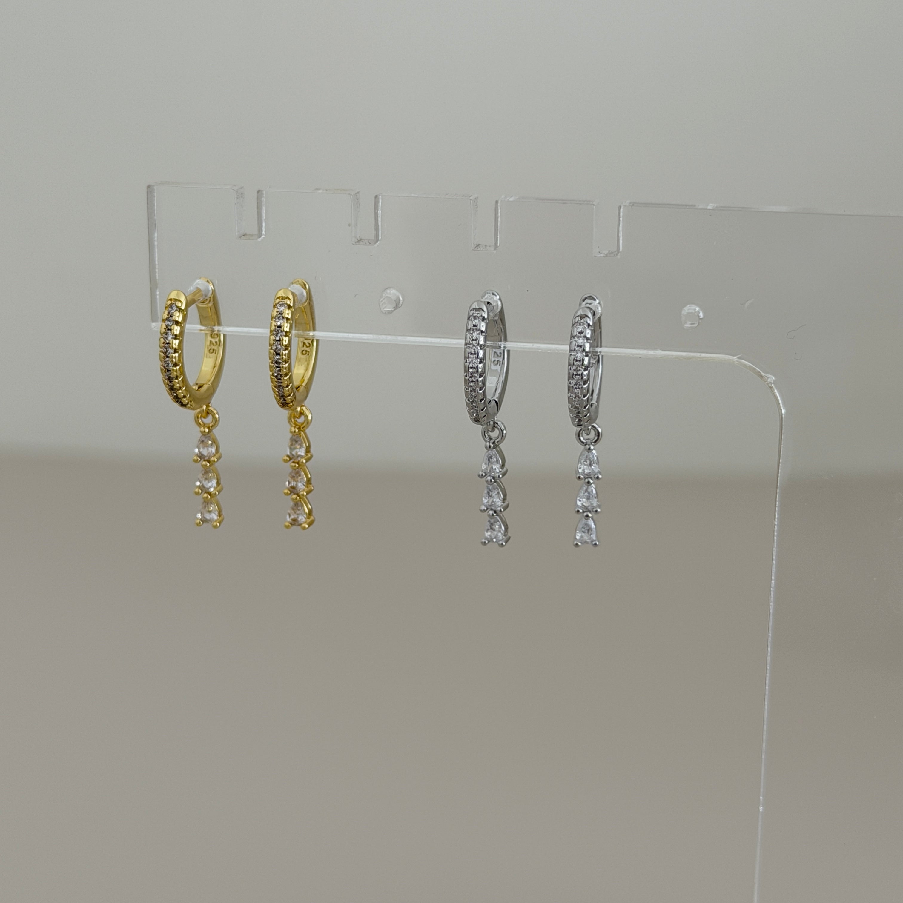 Crystal Drop Mini Hoop Earrings