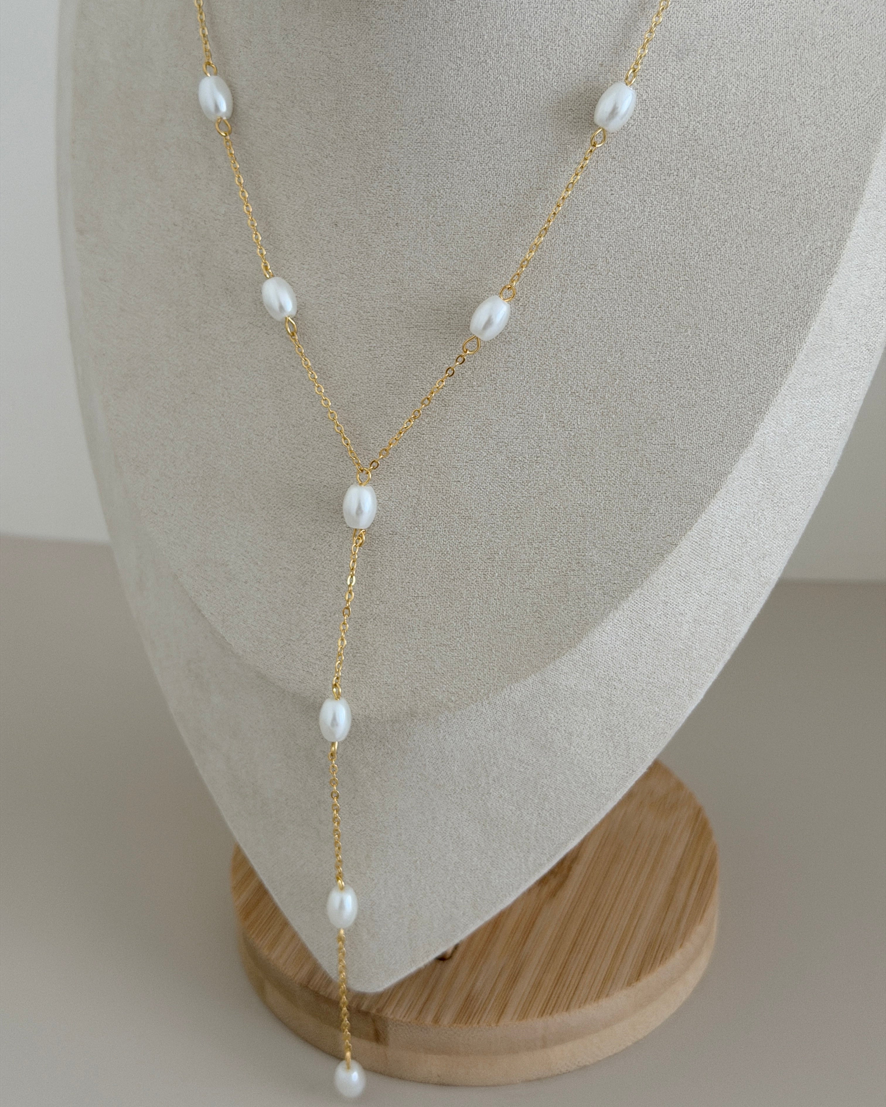 Elegant Pearl Y-Drop Necklace